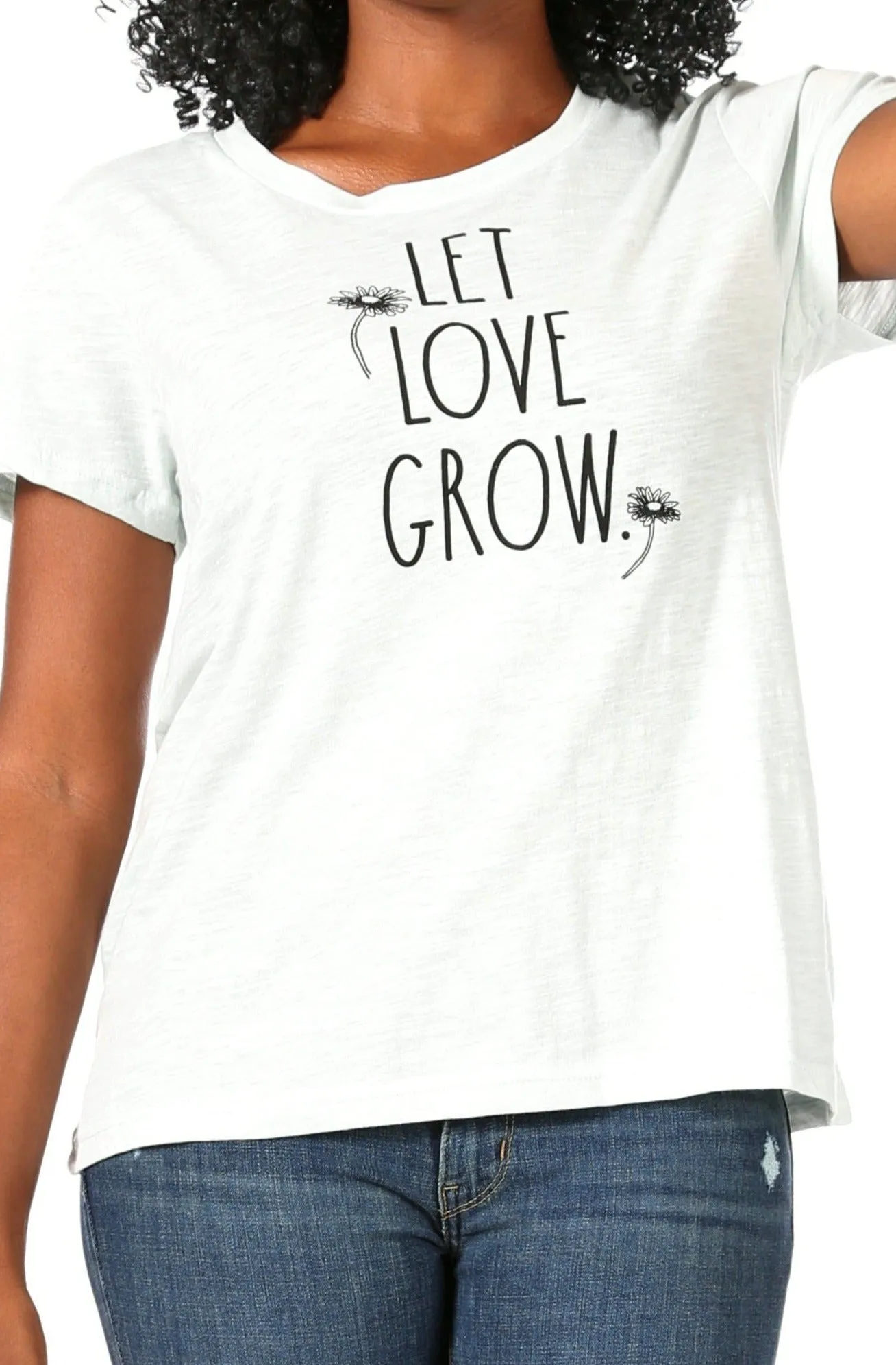 Women's "LET LOVE GROW" Short Sleeve Sage Classic Slub T-Shirt sold by Rae Dunn product image thumbnail 3
