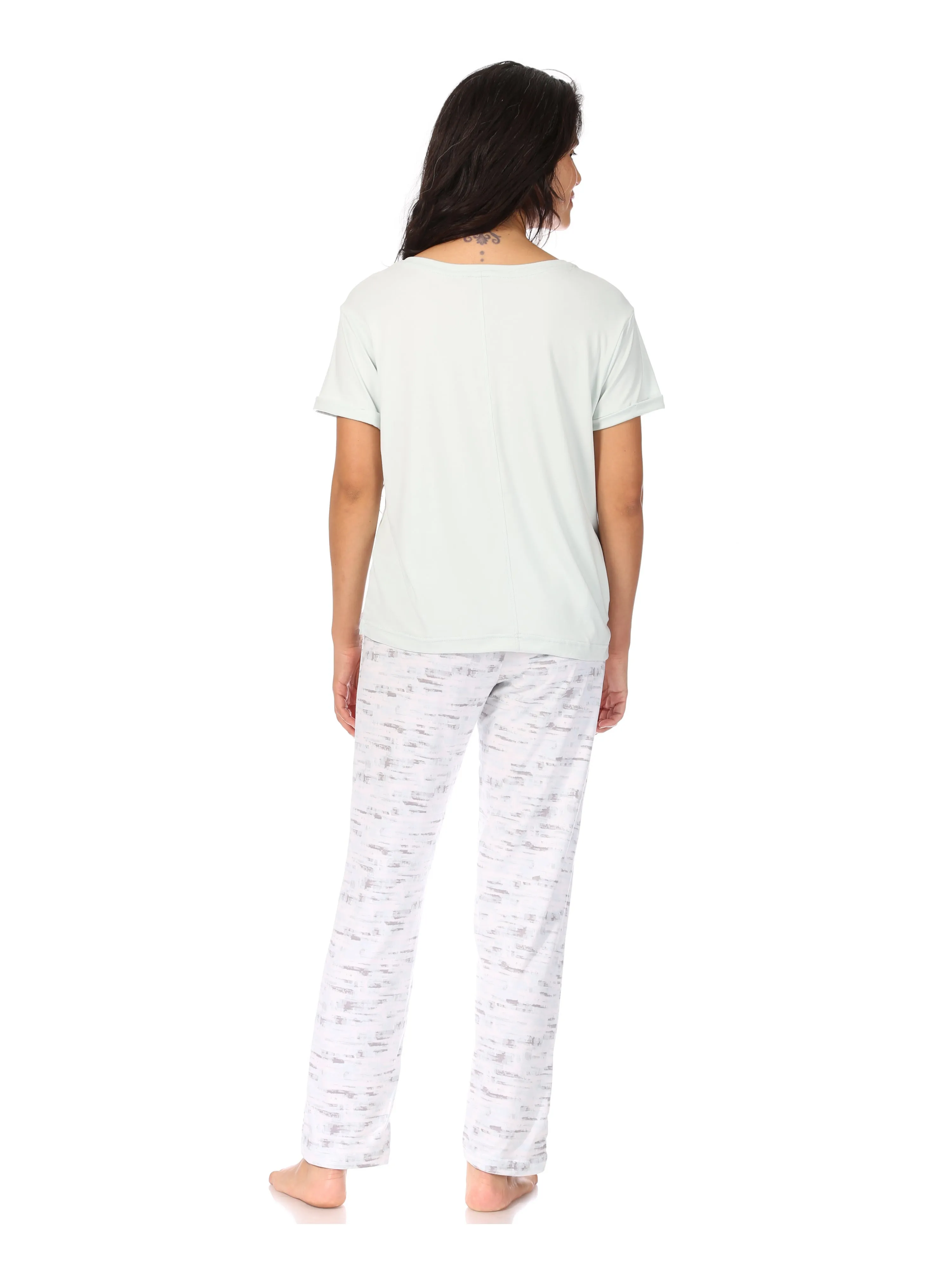 Women's "GOOD VIBES" Short Sleeve Top and Drawstring Pant Pajama Set sold by Rae Dunn product image thumbnail 5