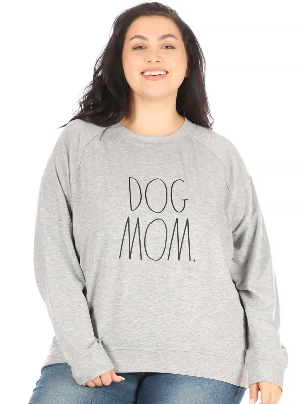 Women's "DOG MOM" Plus Size Studio Raglan Pullover Sweatshirt sold by Rae Dunn