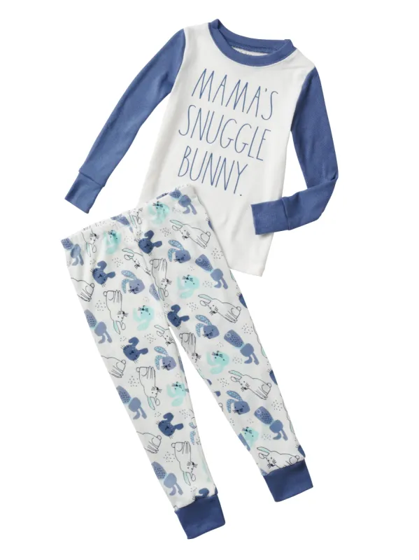Boys' "MAMA'S SNUGGLE BUNNY" Long Sleeve Top and Elastic Waistband Jogger Pajama Set sold by Rae Dunn