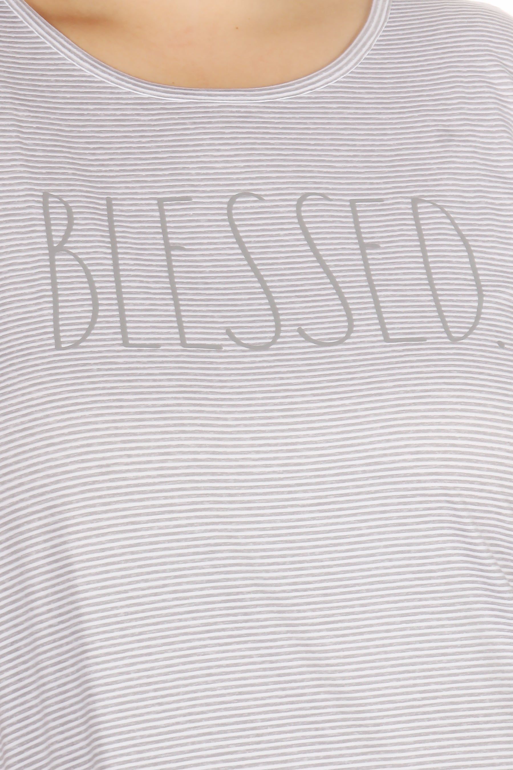 Women's "BLESSED" Plus Size Short Sleeve Nightshirt sold by Rae Dunn product image thumbnail 2