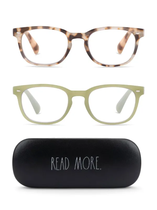 JUDY 2-Pack Blue Light Blocking Reading Glasses with "READ MORE" Signature Font Hard Case sold by Rae Dunn