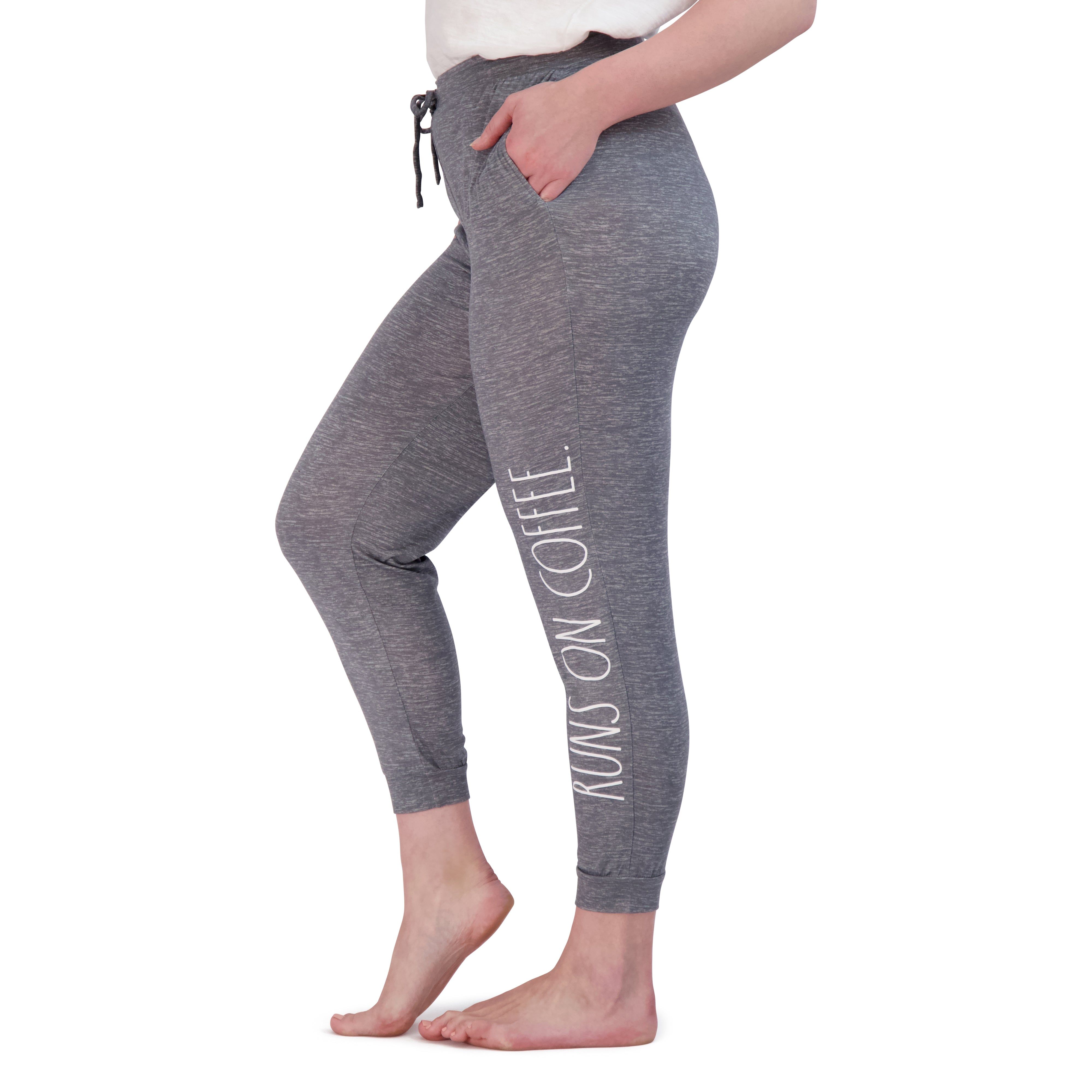 Women's "RUNS ON COFFEE" & Coffee Print 2-Pack Drawstring Pajama Joggers sold by Rae Dunn product image thumbnail 3