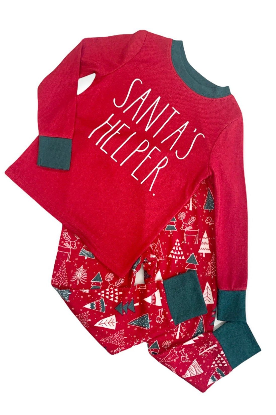 Boys' "SANTA'S HELPER" Long Sleeve Top and Jogger Pajama Set sold by Rae Dunn product image thumbnail 2