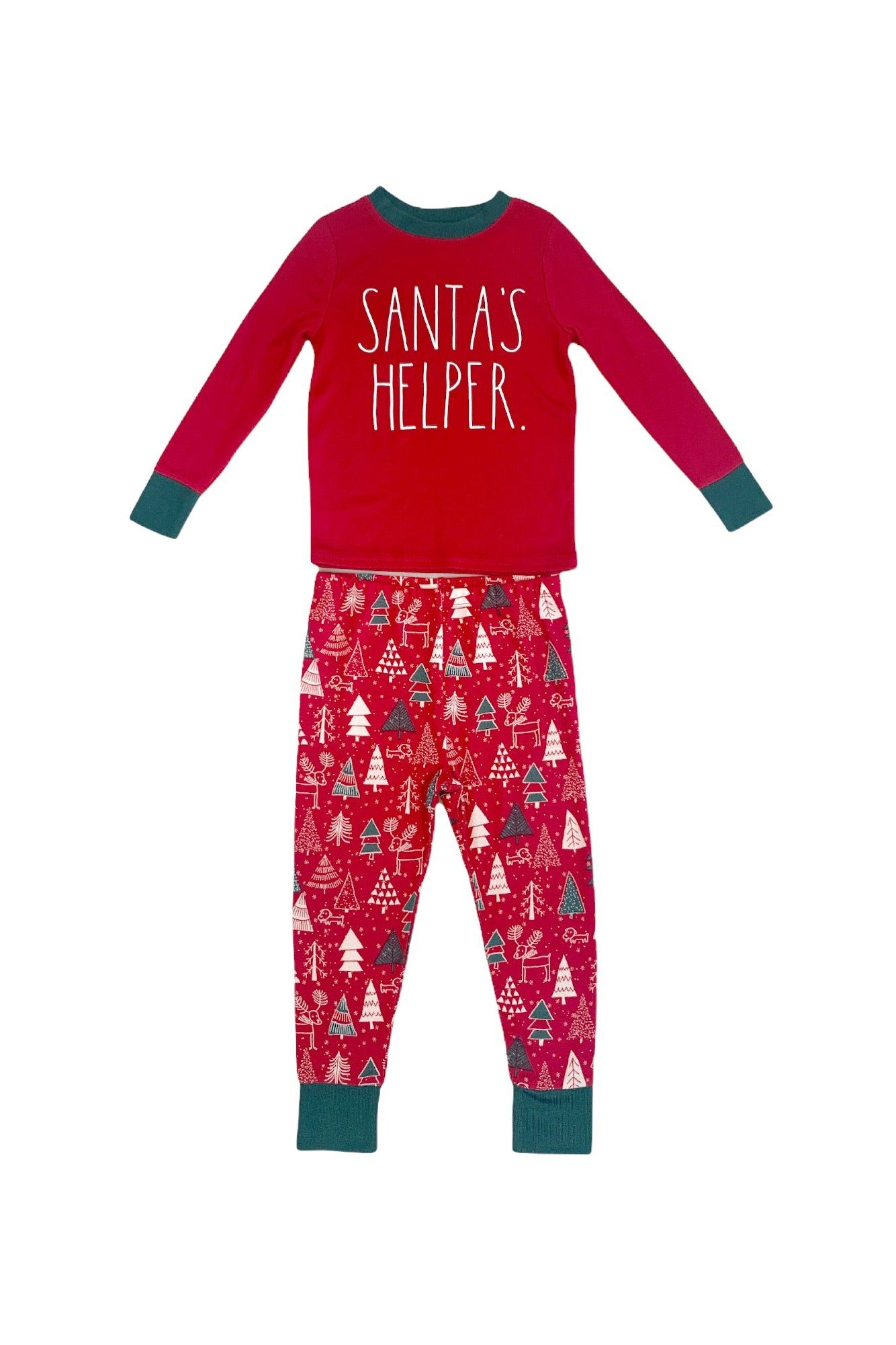 Boys' "SANTA'S HELPER" Long Sleeve Top and Jogger Pajama Set sold by Rae Dunn product image thumbnail 4