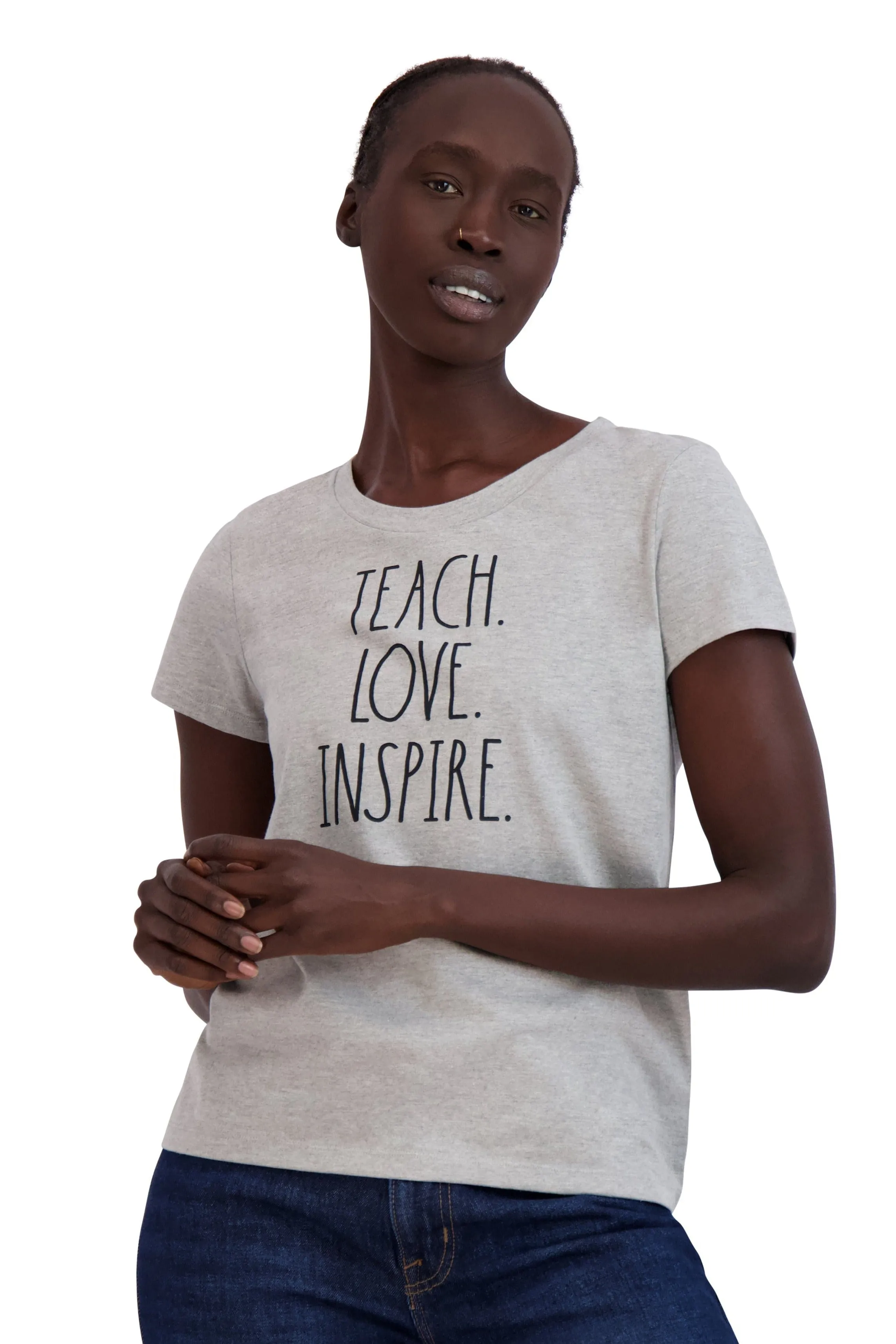 Women's "TEACH LOVE INSPIRE" Short Sleeve Icon T-Shirt sold by Rae Dunn