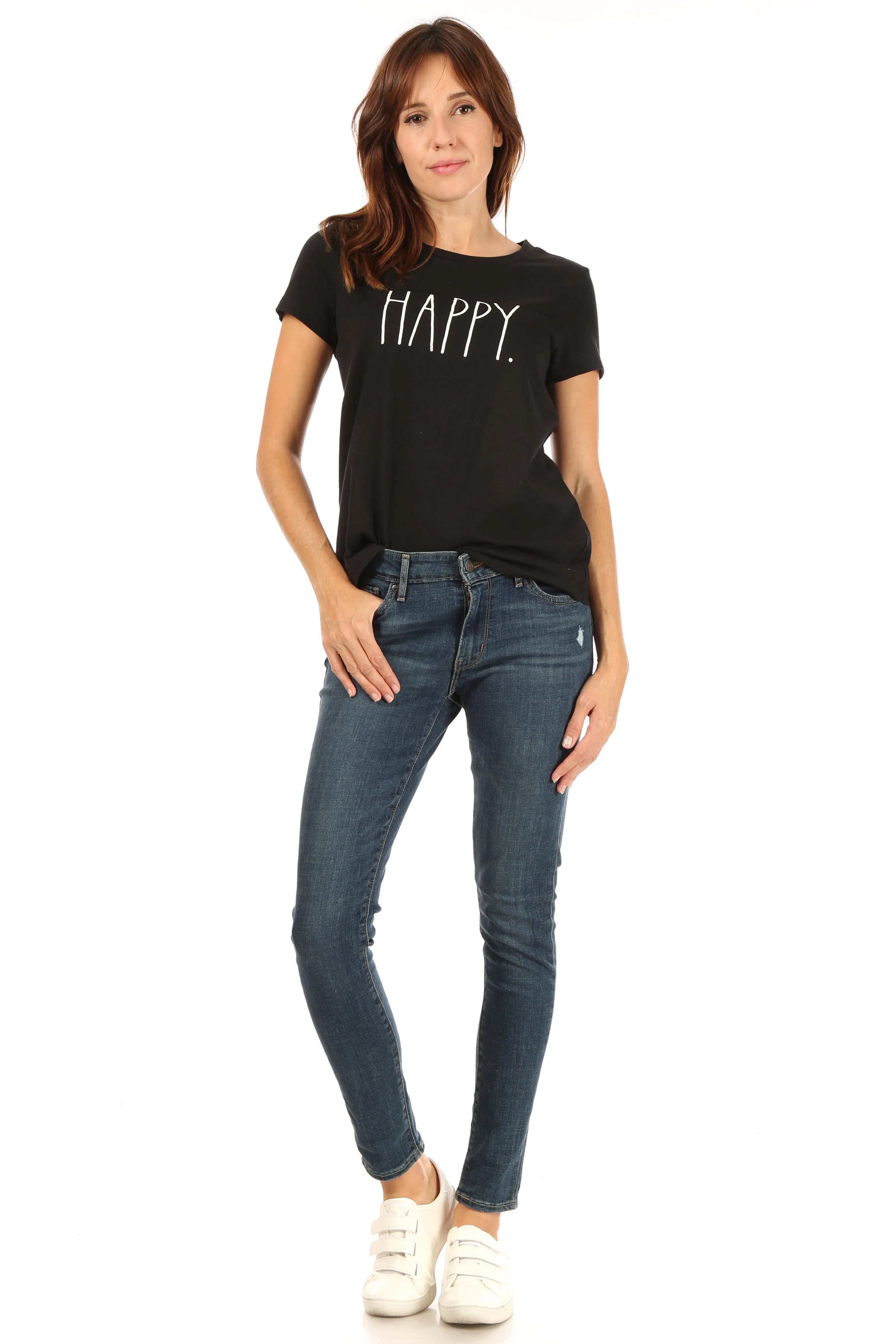 Women's "HAPPY" Short Sleeve Icon T-Shirt sold by Rae Dunn product image thumbnail 3