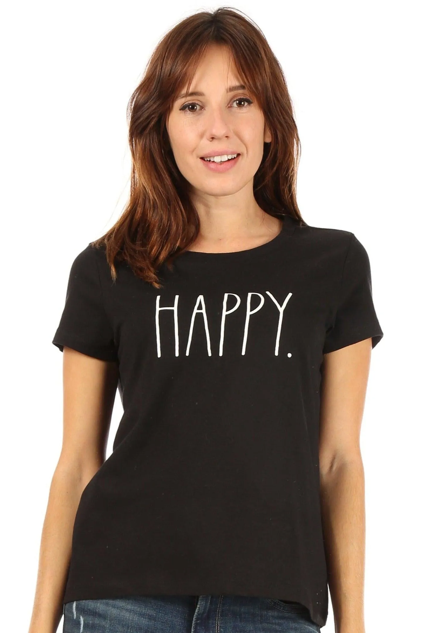 Women's "HAPPY" Short Sleeve Icon T-Shirt sold by Rae Dunn product image thumbnail 2