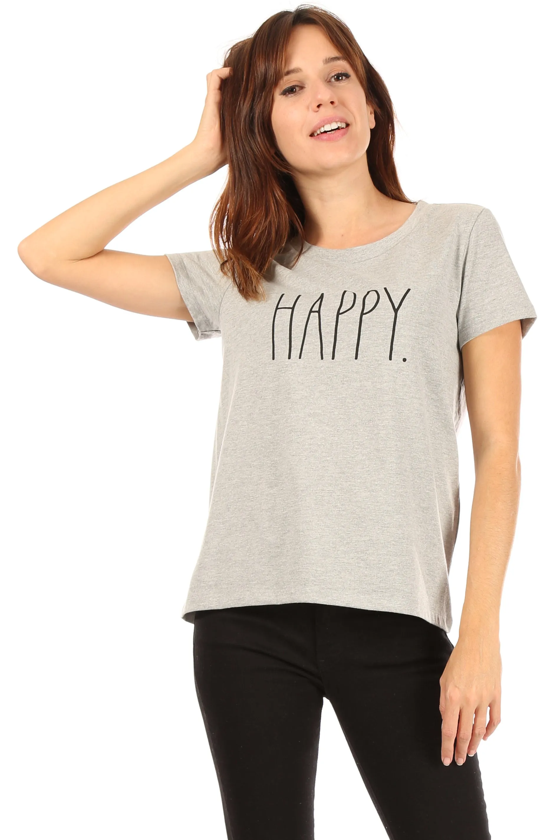 Women's "HAPPY" Short Sleeve Icon T-Shirt sold by Rae Dunn