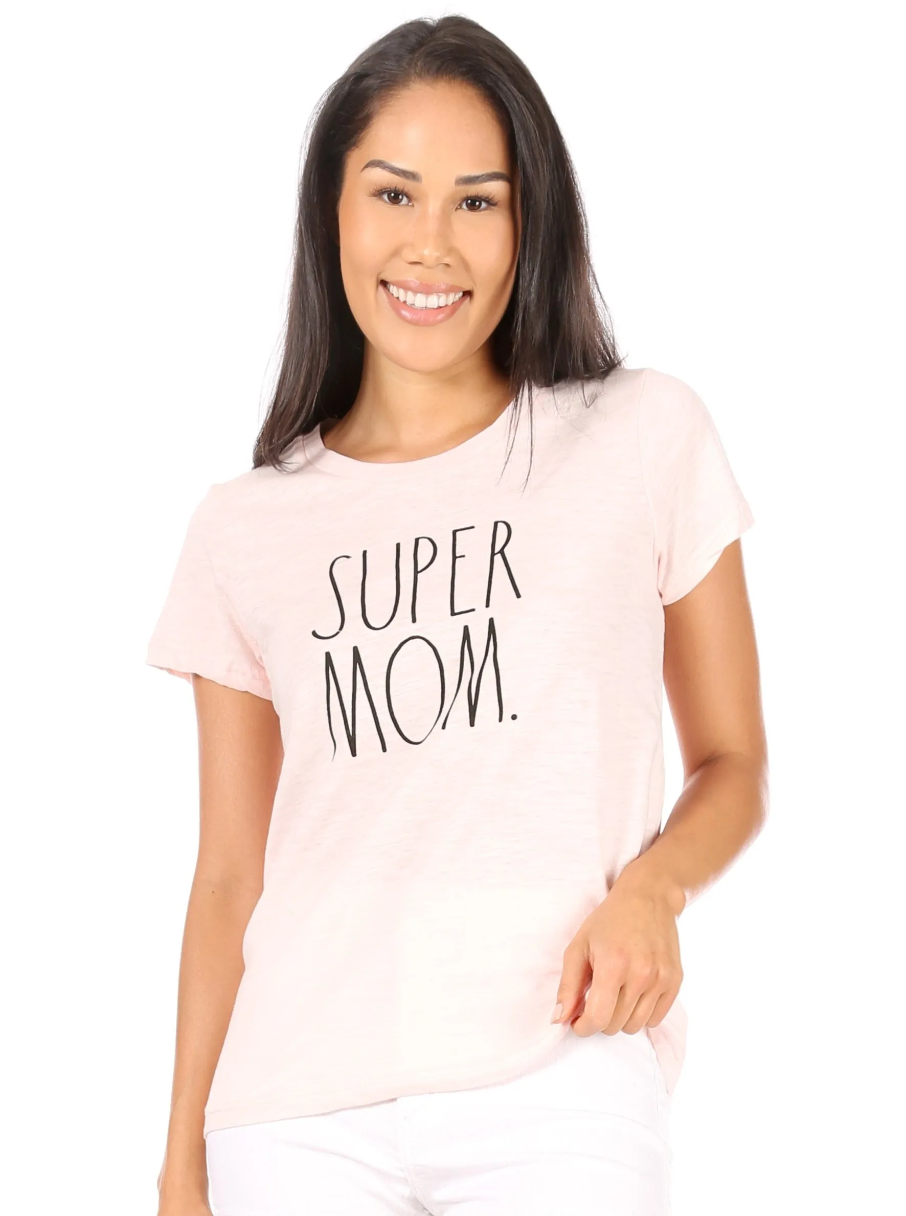 Women's "SUPER MOM" Short Sleeve Classic Slub T-Shirt sold by Rae Dunn