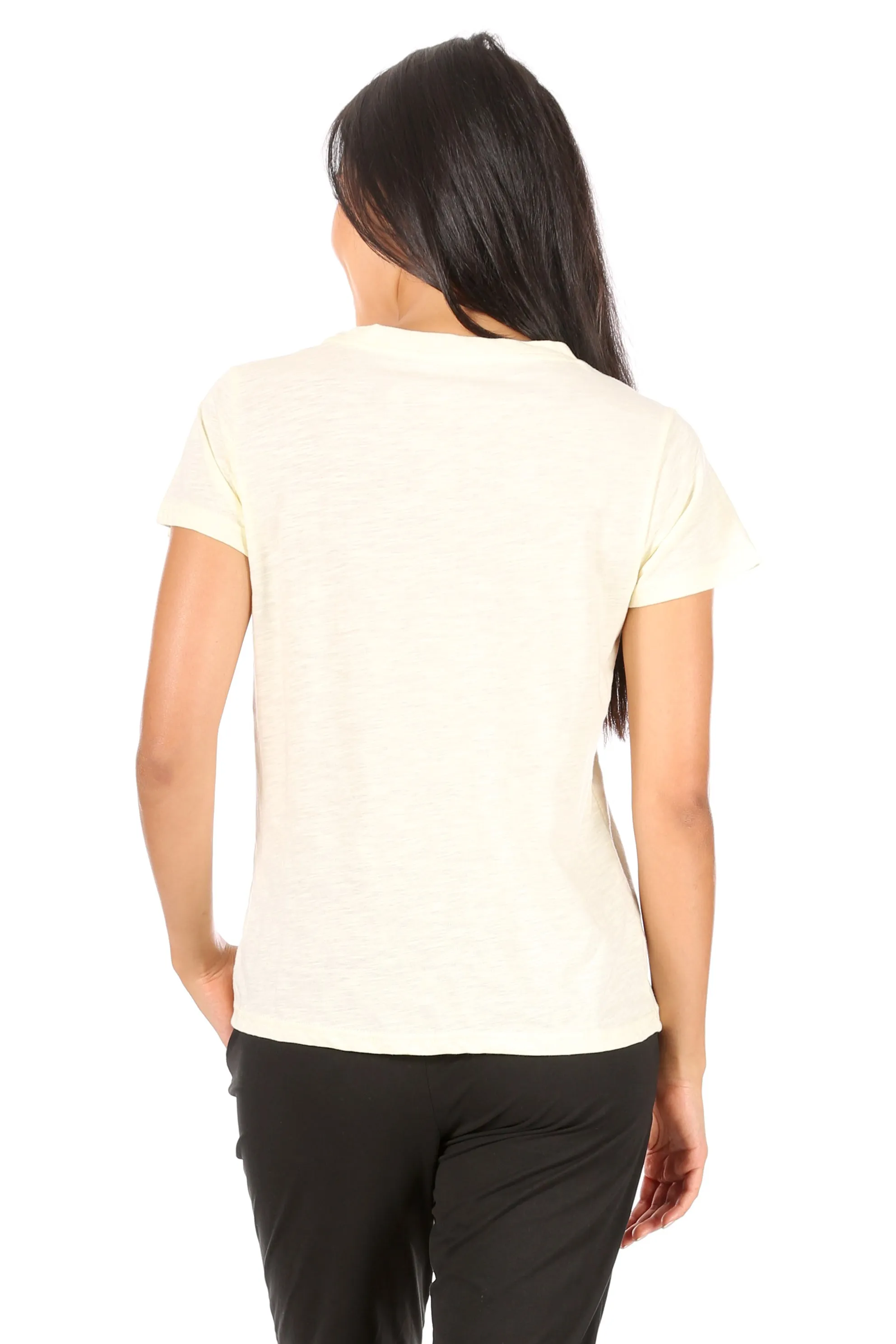 Women's "BEE HAPPY" Short Sleeve Classic Slub T-Shirt sold by Rae Dunn product image thumbnail 4