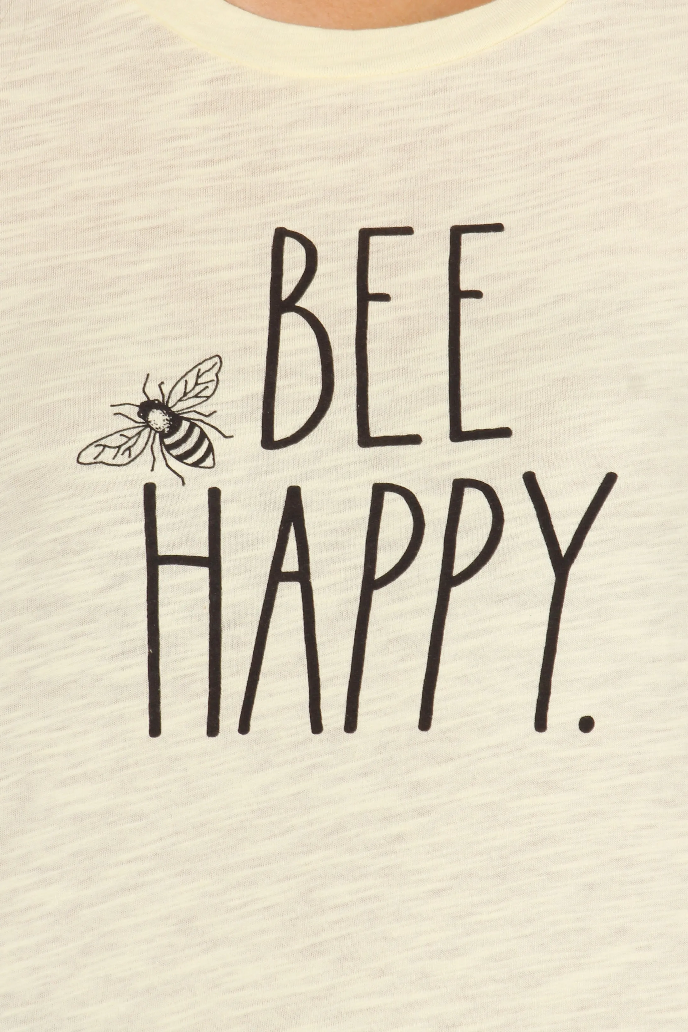 Women's "BEE HAPPY" Short Sleeve Classic Slub T-Shirt sold by Rae Dunn product image thumbnail 2