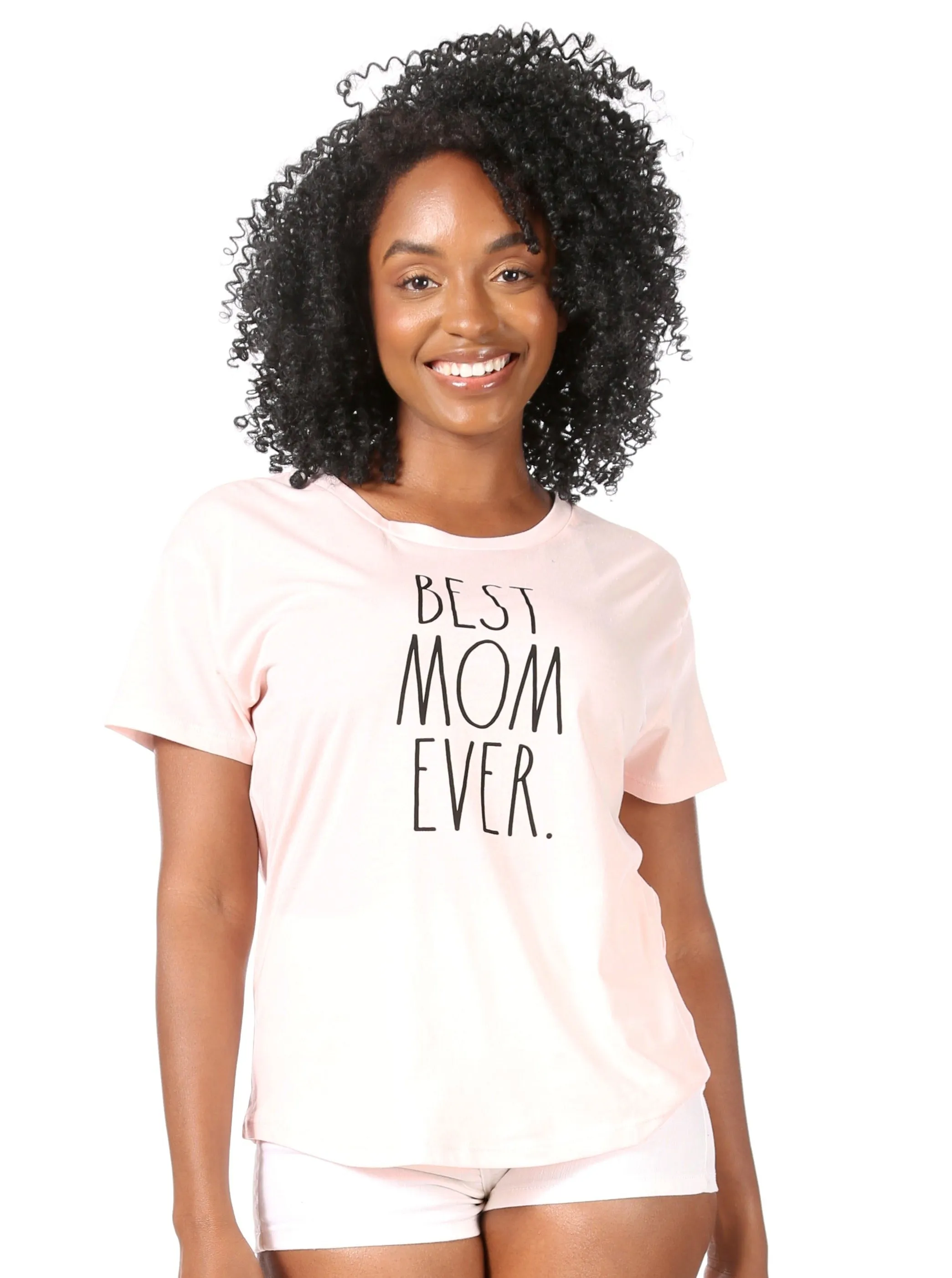 Women's "BEST MOM EVER" Short Sleeve Shirttail Hem T-Shirt sold by Rae Dunn