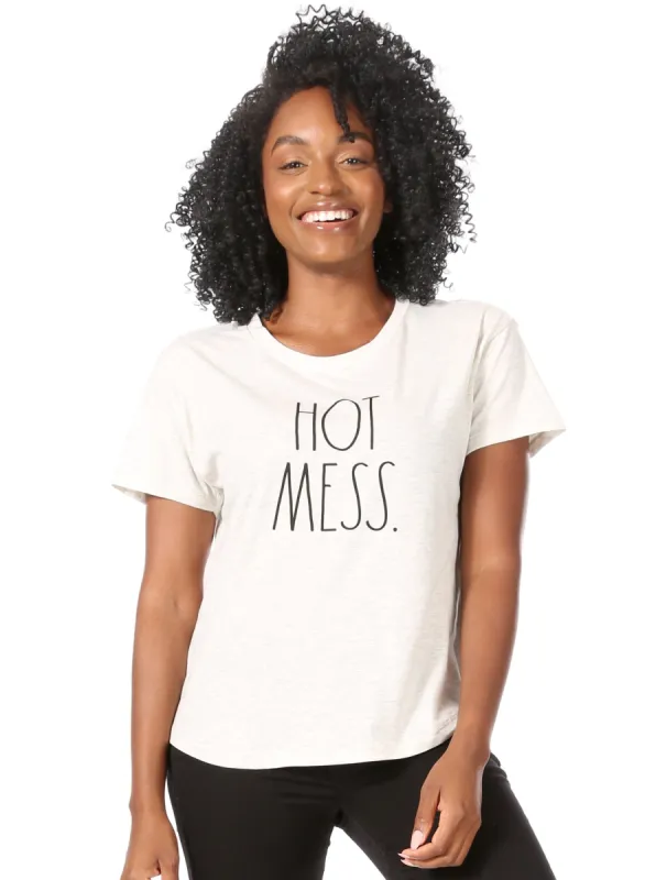 Women's "HOT MESS" Short Sleeve Shirttail Hem T-Shirt sold by Rae Dunn