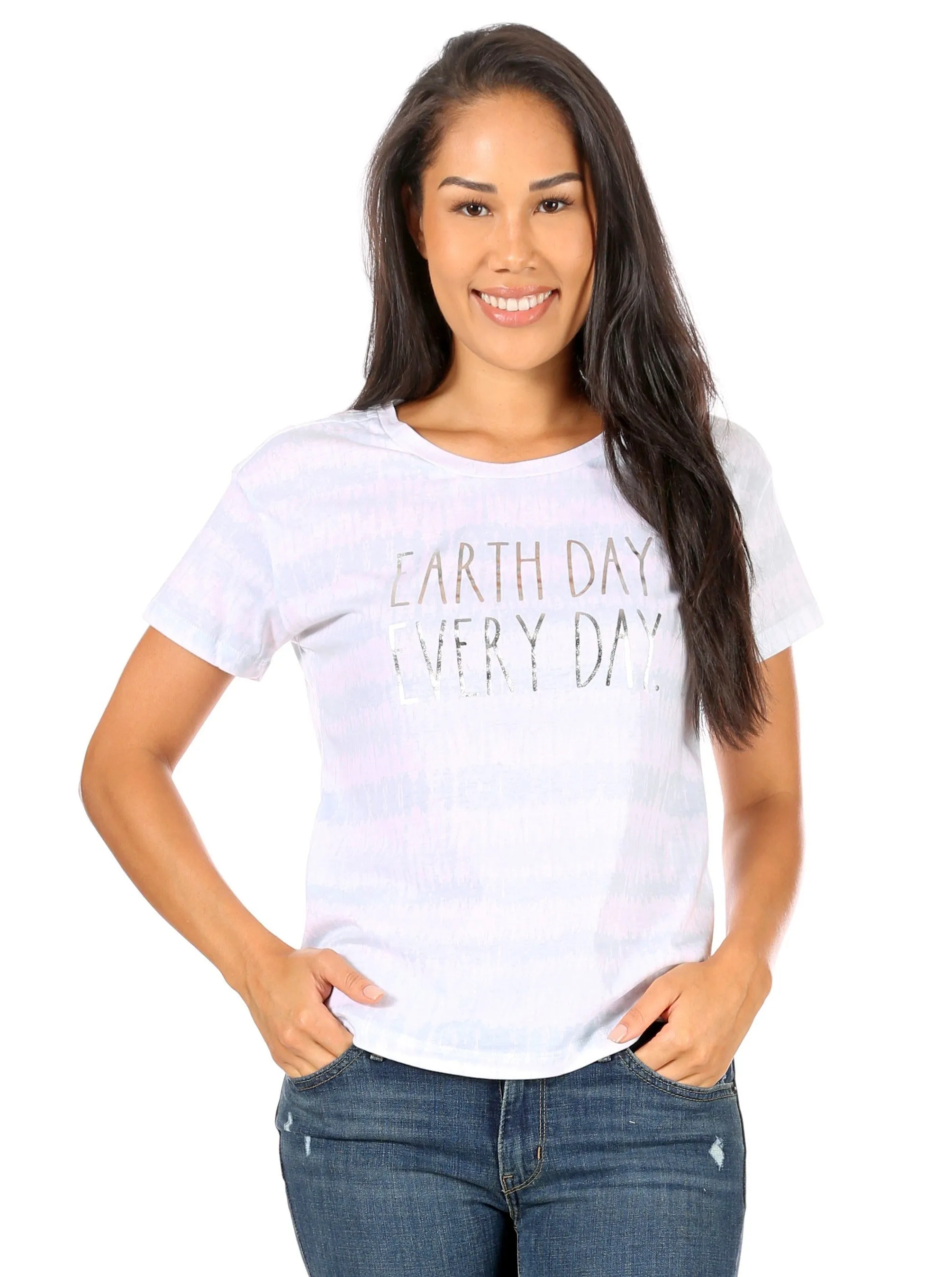Women's "EARTH DAY EVERY DAY" Short Sleeve Shirttail Hem T-Shirt sold by Rae Dunn