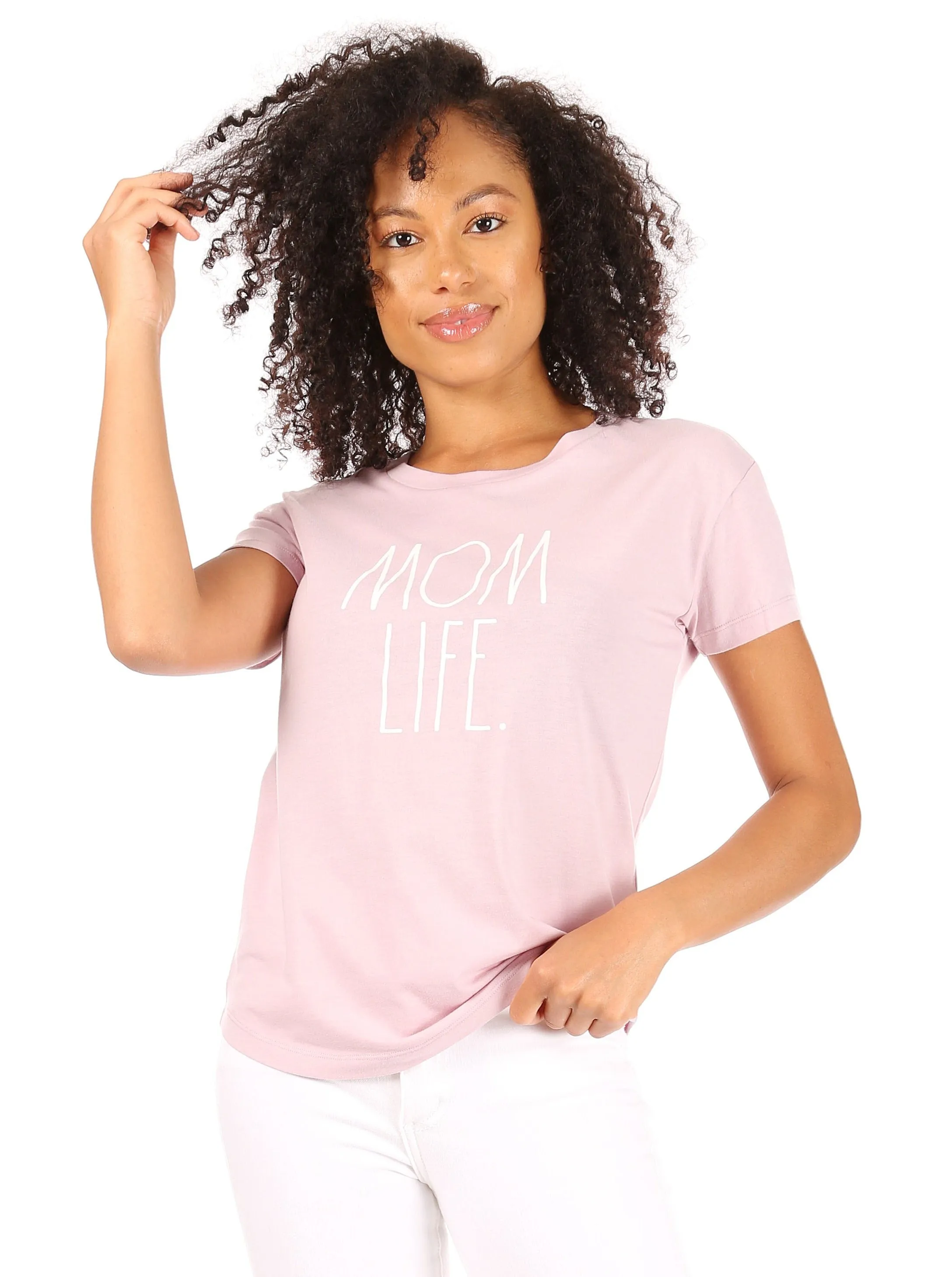 Women's "MOM LIFE" Short Sleeve Shirttail Hem T-Shirt sold by Rae Dunn