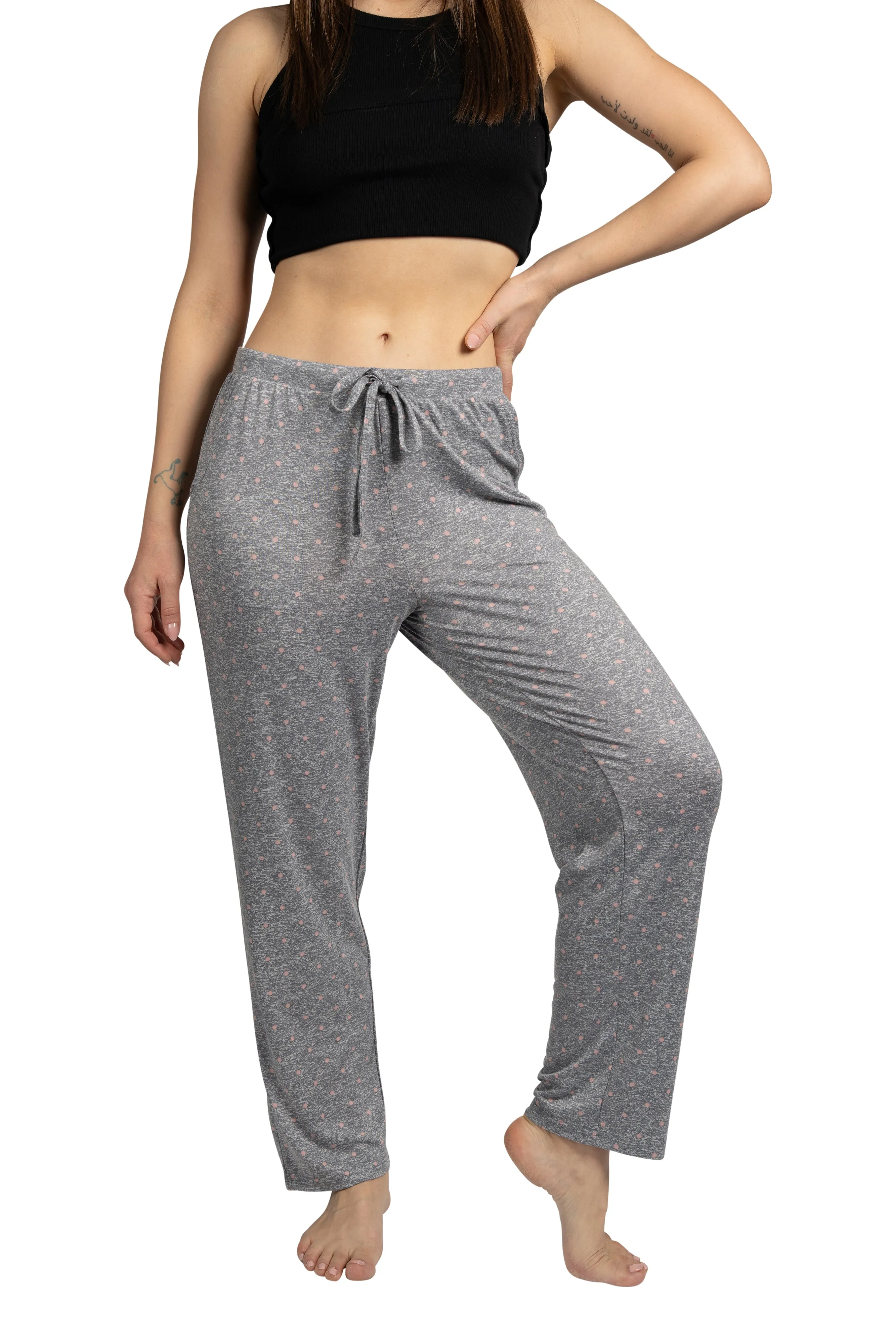 Women's "HOMEBODY" Tapered Leg Drawstring Pajama Pants with Pockets and Graphic Text sold by Rae Dunn product image thumbnail 2