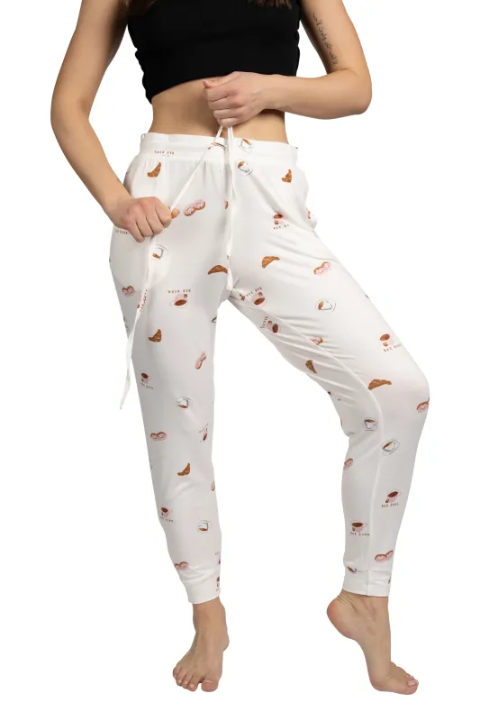 Women's Coffee Dessert Illustrations Jogger Pajama Pants with Pockets sold by Rae Dunn
