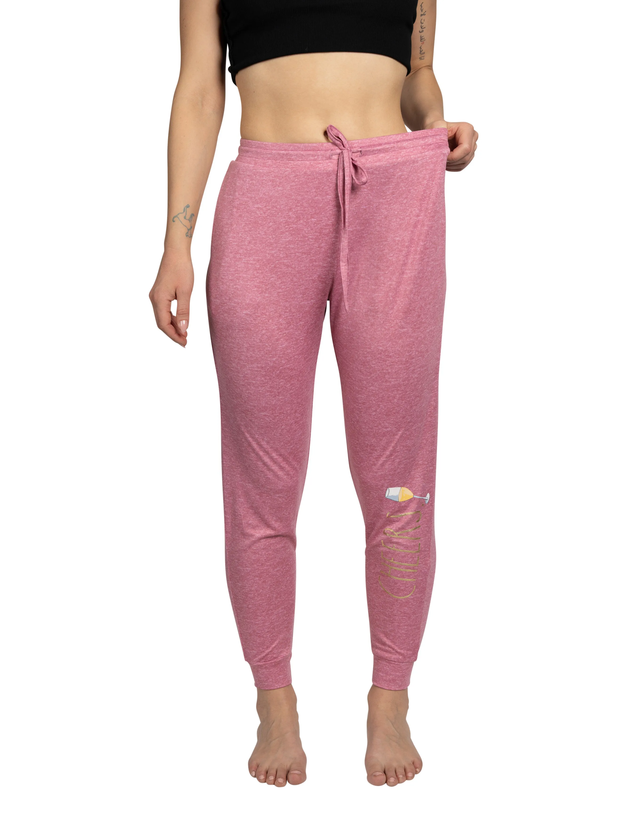 Women's "CHEERS" Jogger Pajama Pants with Pockets and Drawstring sold by Rae Dunn