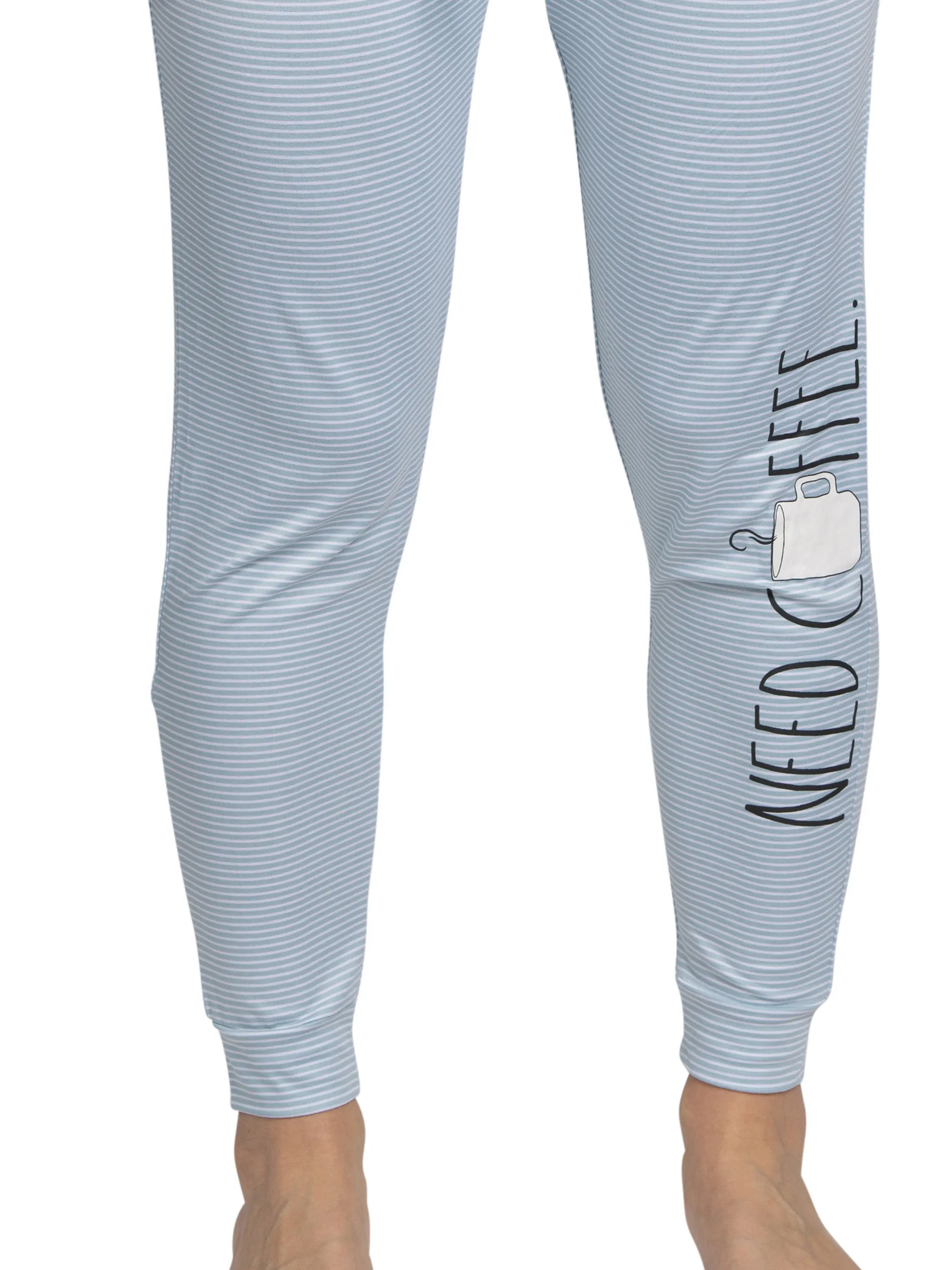 RAE DUNN Women's Jogger Pants with Pockets and Drawstring Recycled, NEED COFFEE Striped Blue, L sold by Rae Dunn product image thumbnail 2
