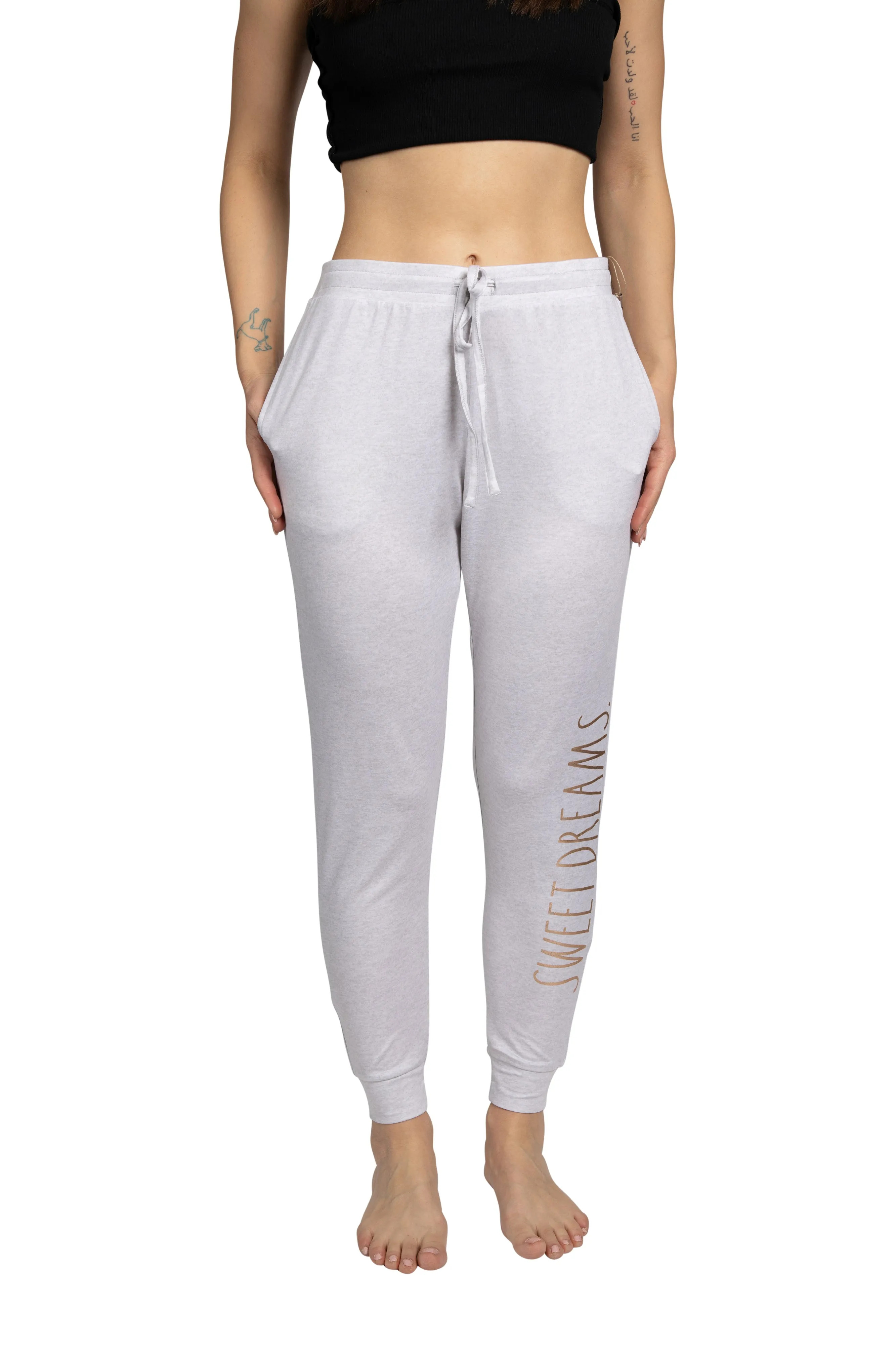 RAE DUNN Women's Jogger Pants with Pockets and Drawstring Recycled, SWEET DREAMS Heather Grey, L sold by Rae Dunn