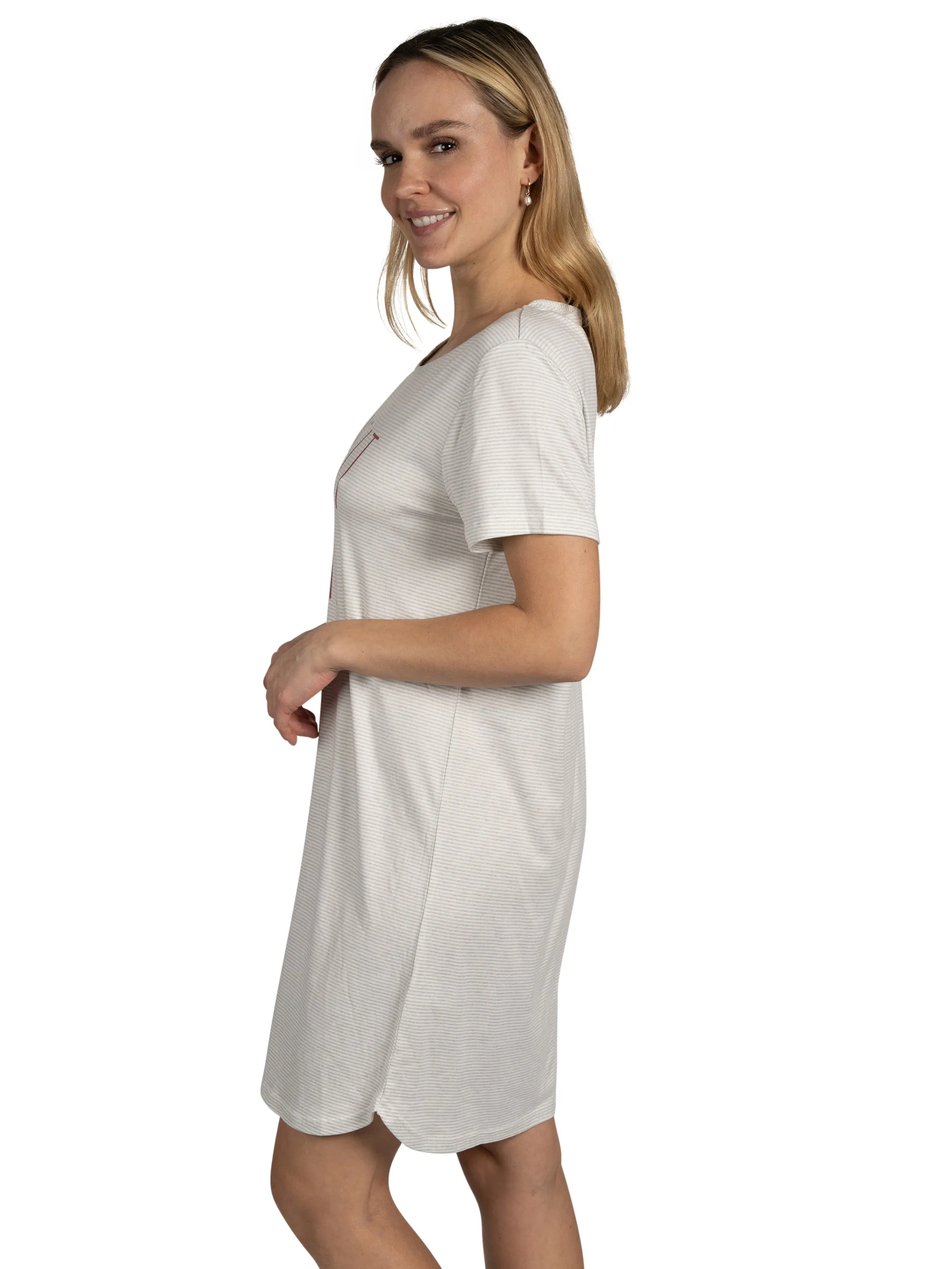 Women's 2-Pack Short Sleeve Shirttail Nightshirts Grey "OUT OF OFFICE" & "TAKE IT EASY" sold by Rae Dunn product image thumbnail 5