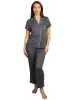 Women's "HELLO" 2-Piece Short Sleeve Notch Collar Top and Pants Pajama Set sold by Rae Dunn