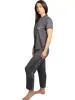 Women's "HELLO" 2-Piece Short Sleeve Notch Collar Top and Pants Pajama Set sold by Rae Dunn