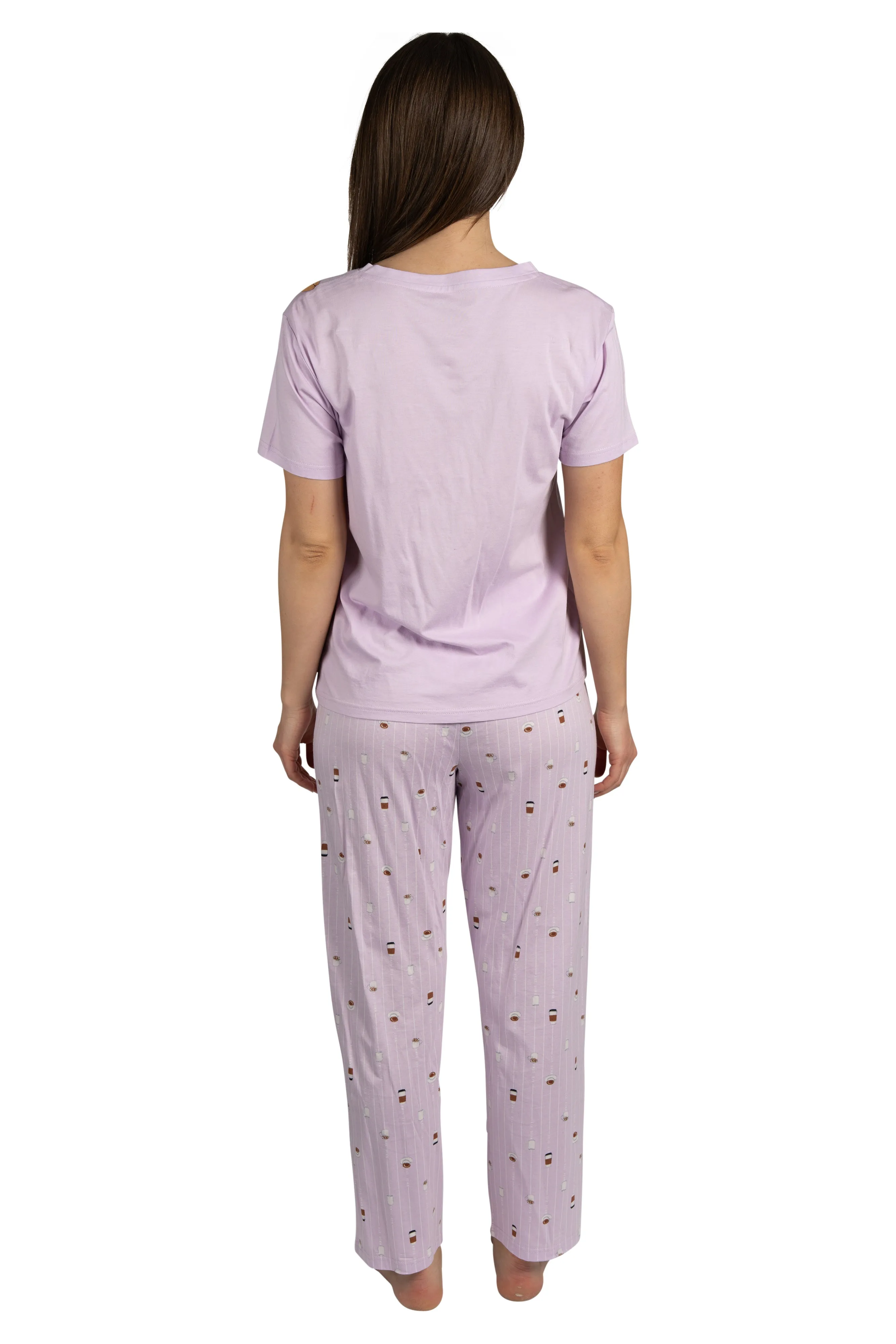 Women's "CAFFEINE CLUB" 2-Piece Short Sleeve Top and Pants Pajama Set sold by Rae Dunn product image thumbnail 2