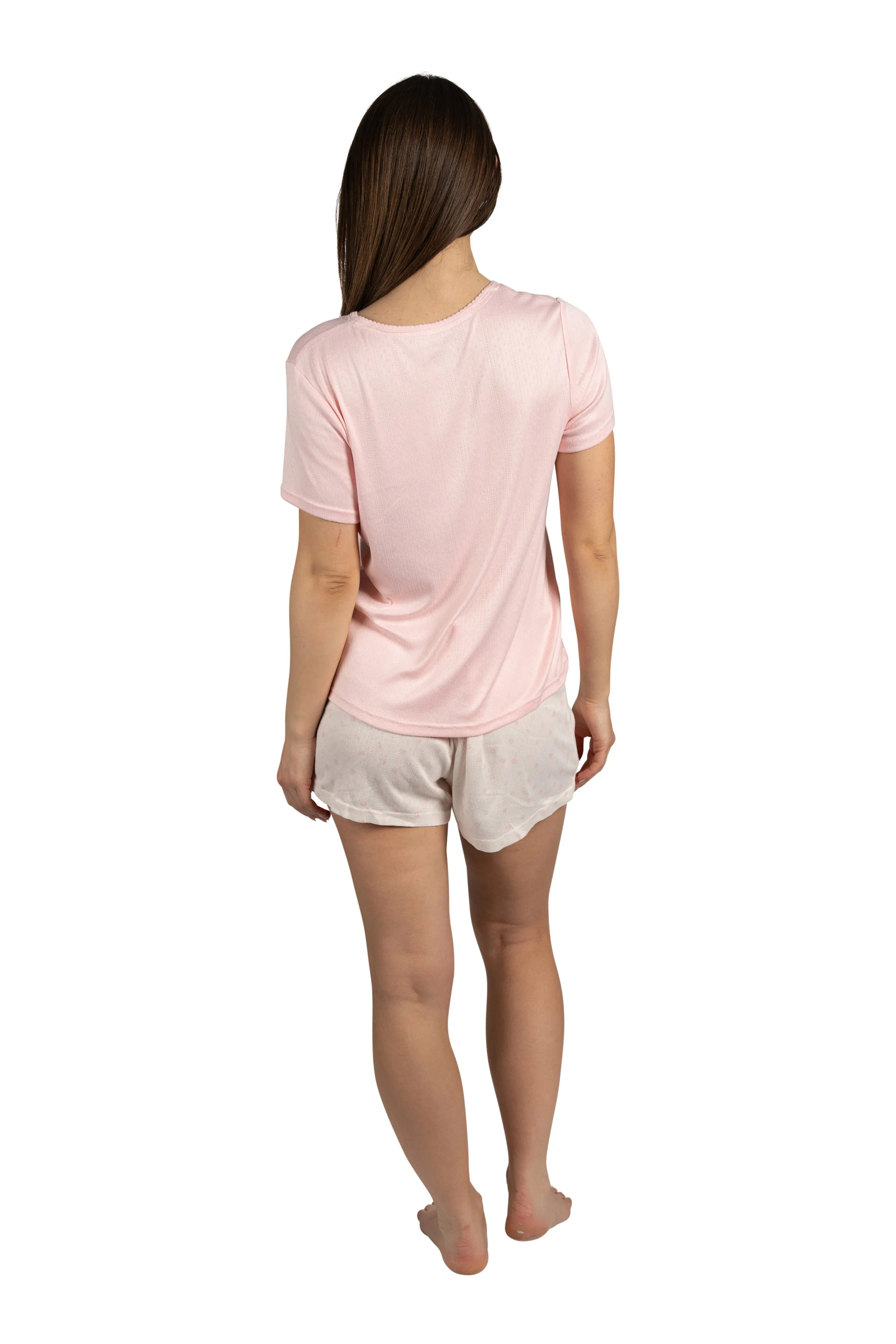 Women's "HELLO WEEKEND" Short Sleeve Shirt and Shorts Soft Pointelle Pajama Set sold by Rae Dunn product image thumbnail 5