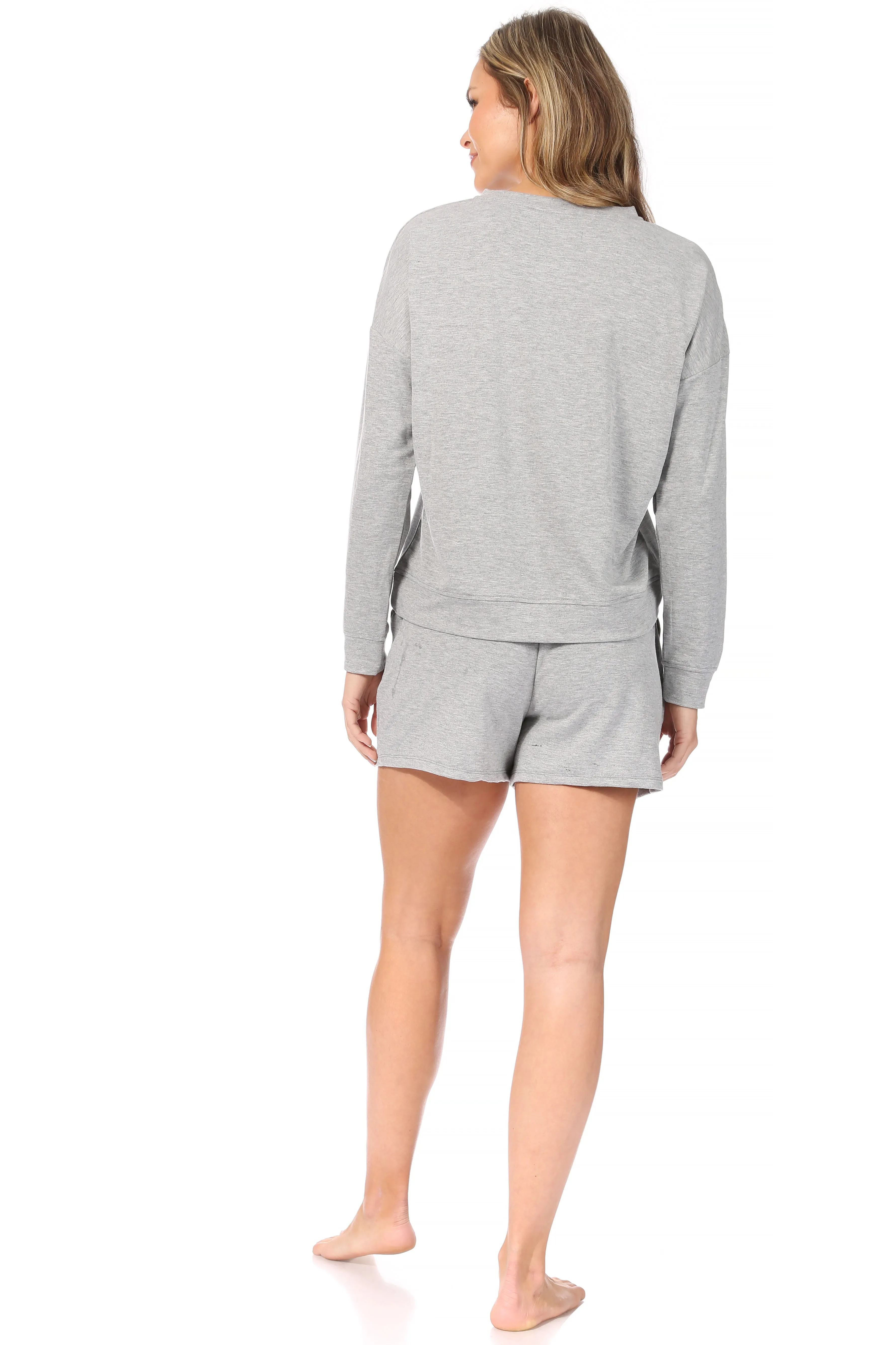 Women's "AMOUR" Sweatshirt and Drawstring Shorts Lounge Set sold by Rae Dunn product image thumbnail 3
