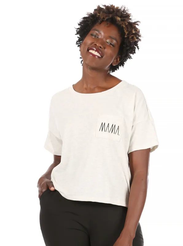 Women's "MAMA" Short Sleeve Boxy T-Shirt with Pocket sold by Rae Dunn