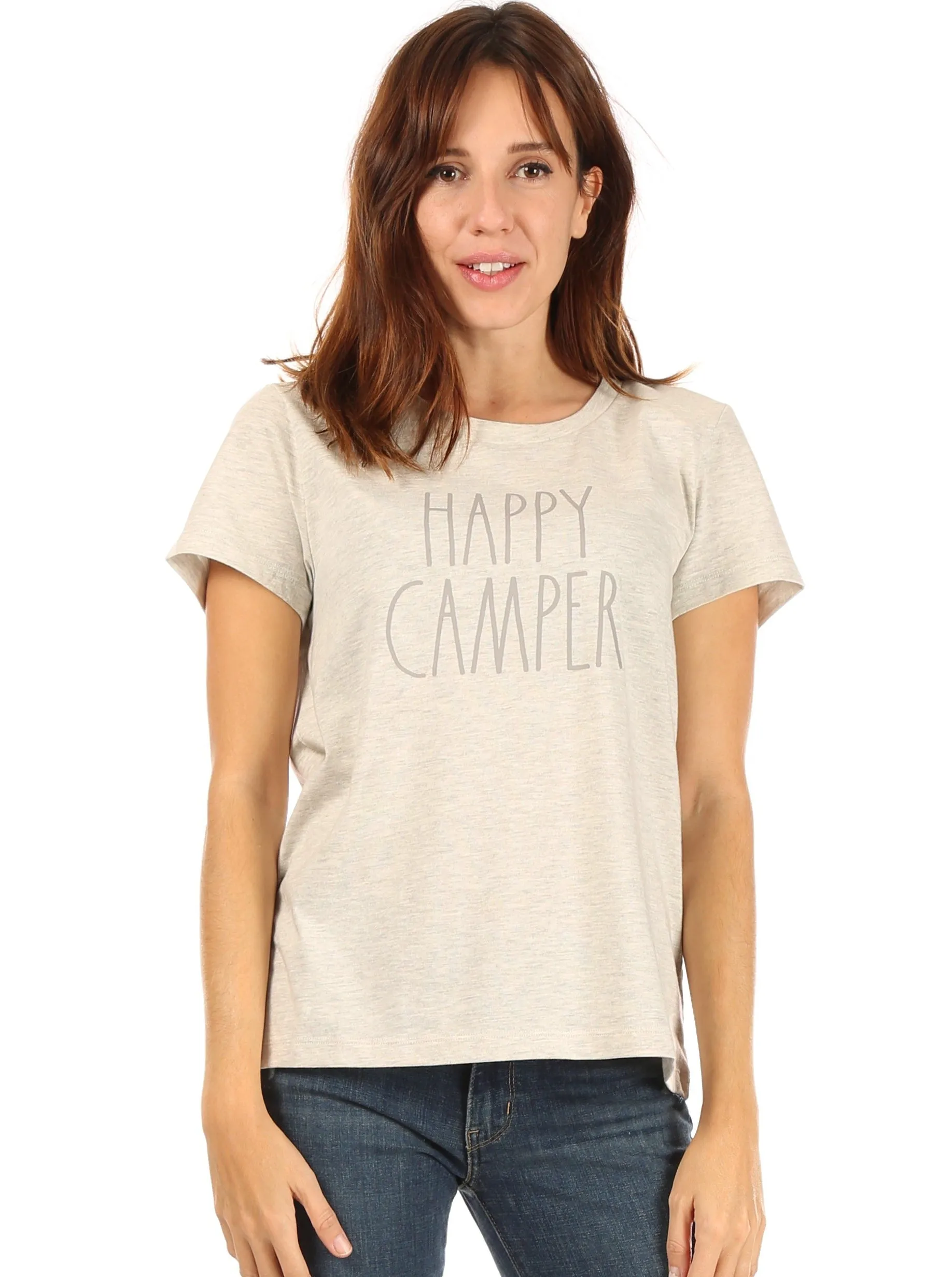 Women's "HAPPY CAMPER" Short Sleeve Icon T-Shirt sold by Rae Dunn