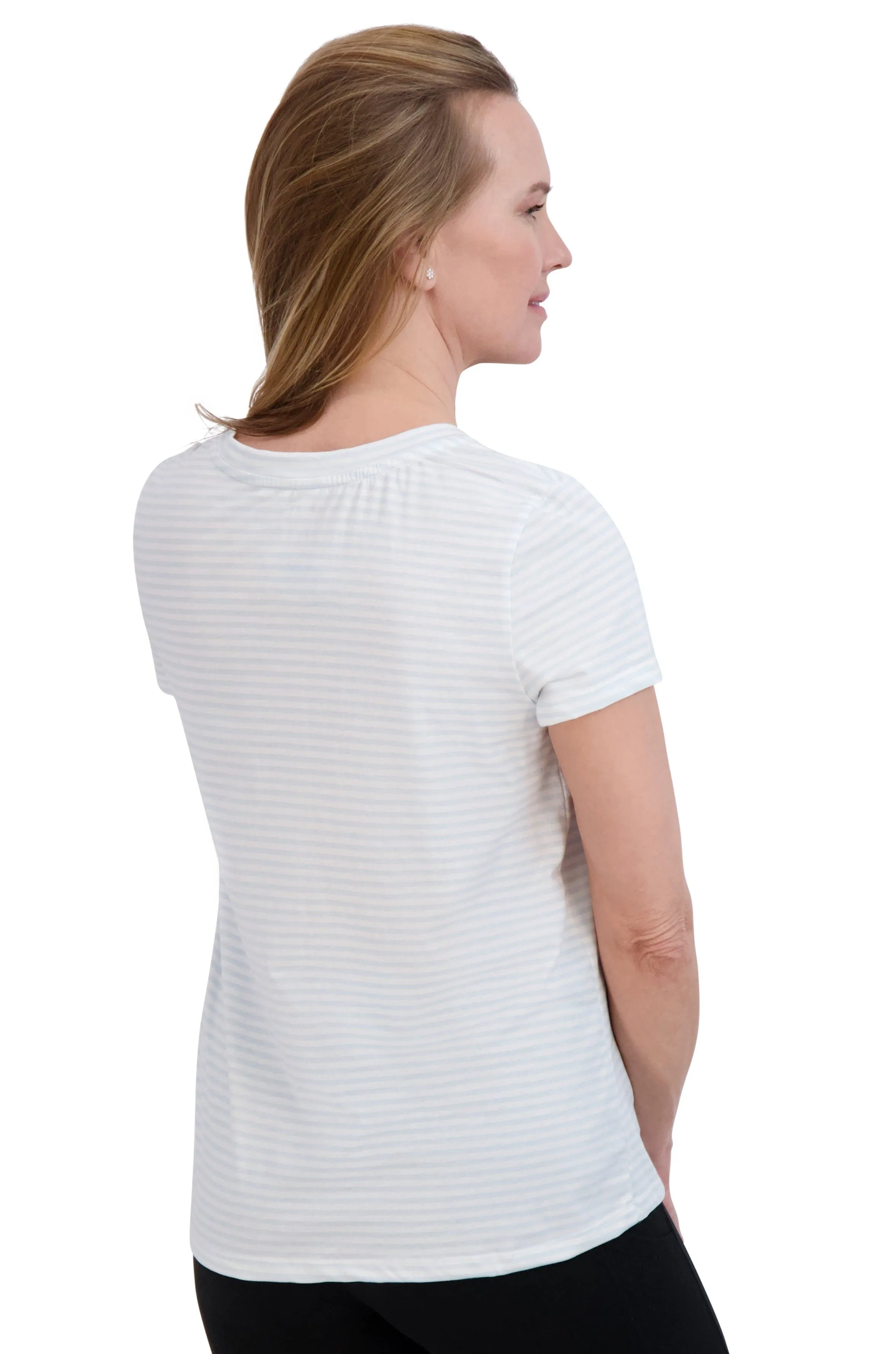 Women's "BLESSED" Short Sleeve Striped Icon T-Shirt sold by Rae Dunn product image thumbnail 3