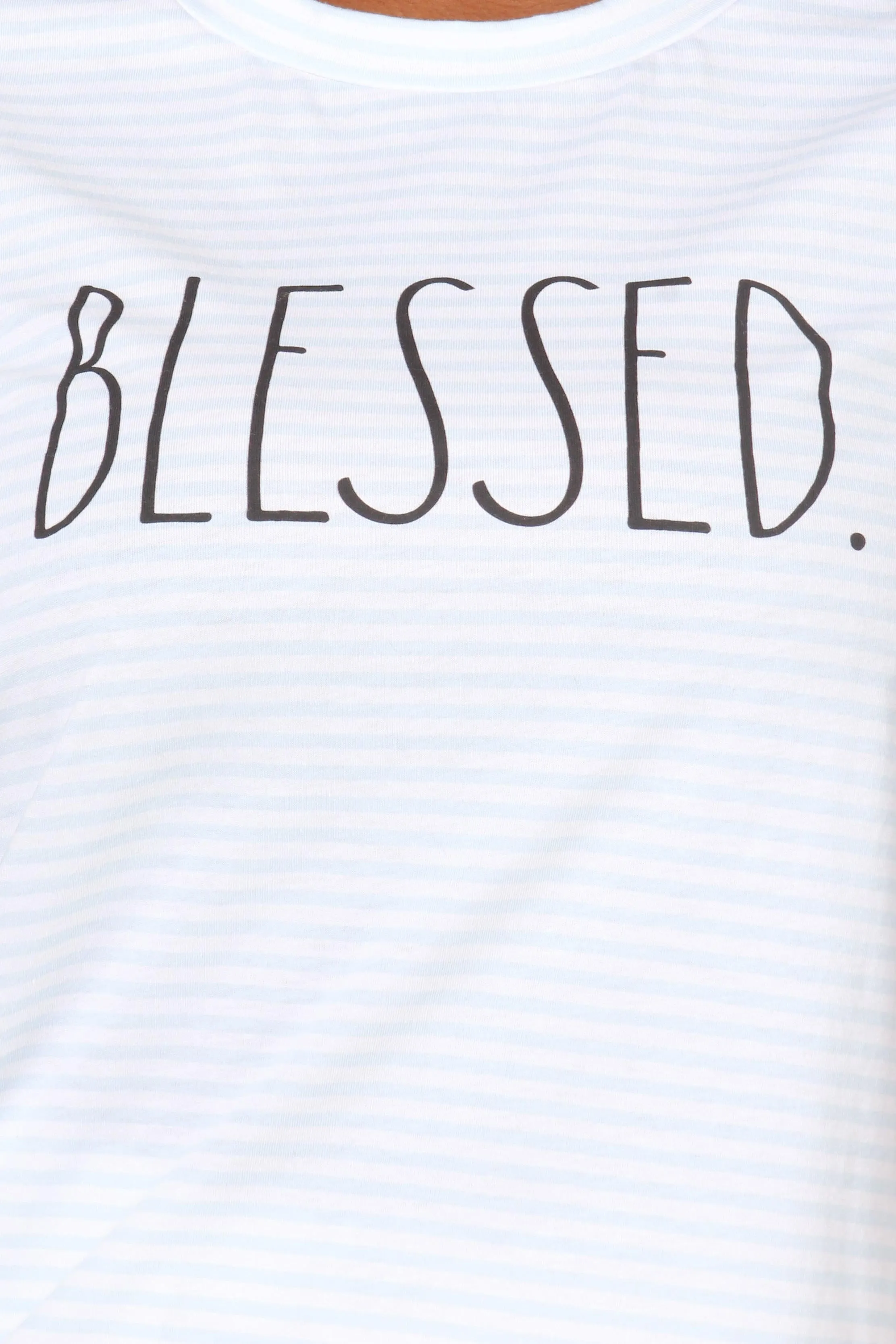 Women's "BLESSED" Short Sleeve Striped Icon T-Shirt sold by Rae Dunn product image thumbnail 5