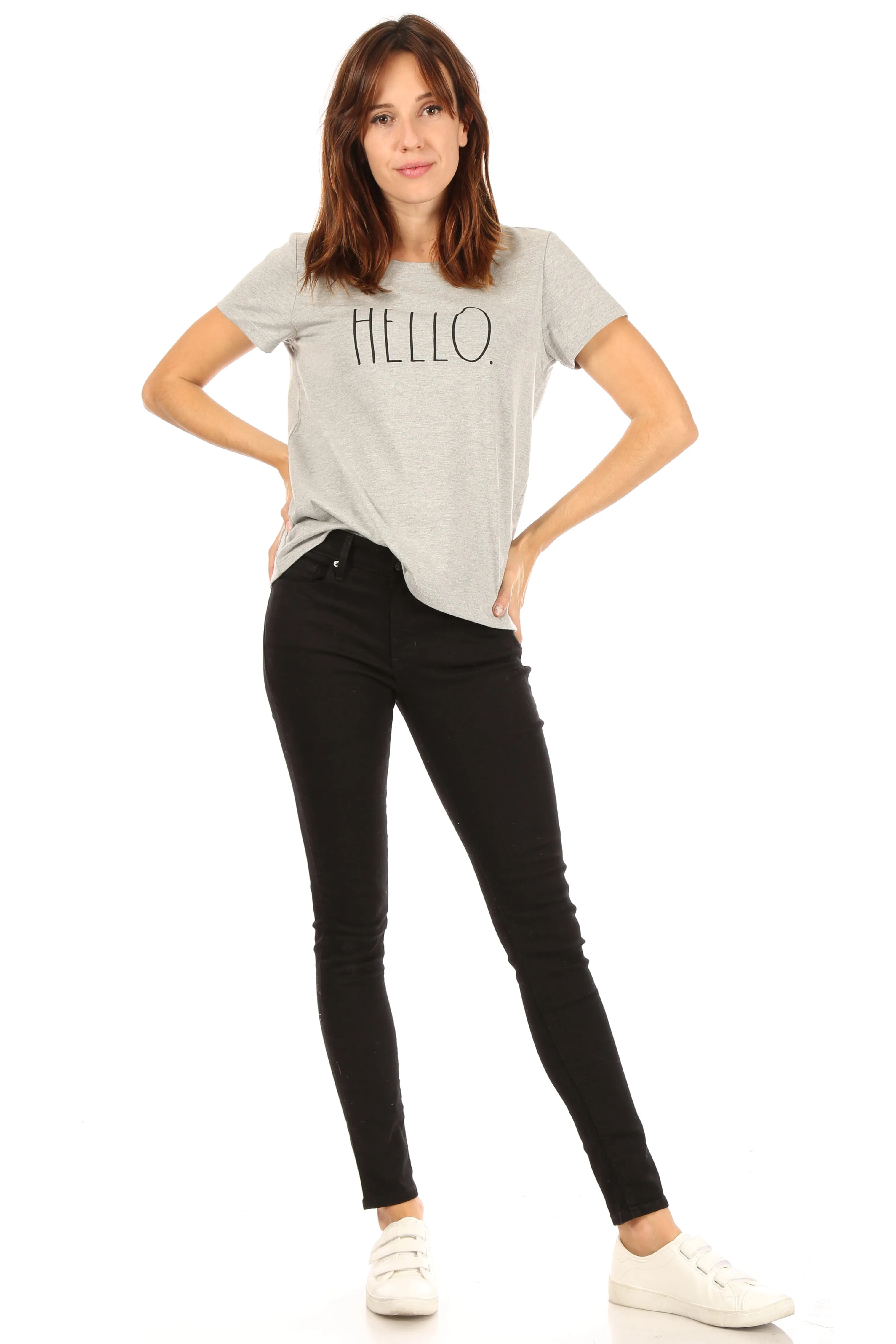 Women's "HELLO" Short Sleeve Icon T-Shirt sold by Rae Dunn product image thumbnail 4