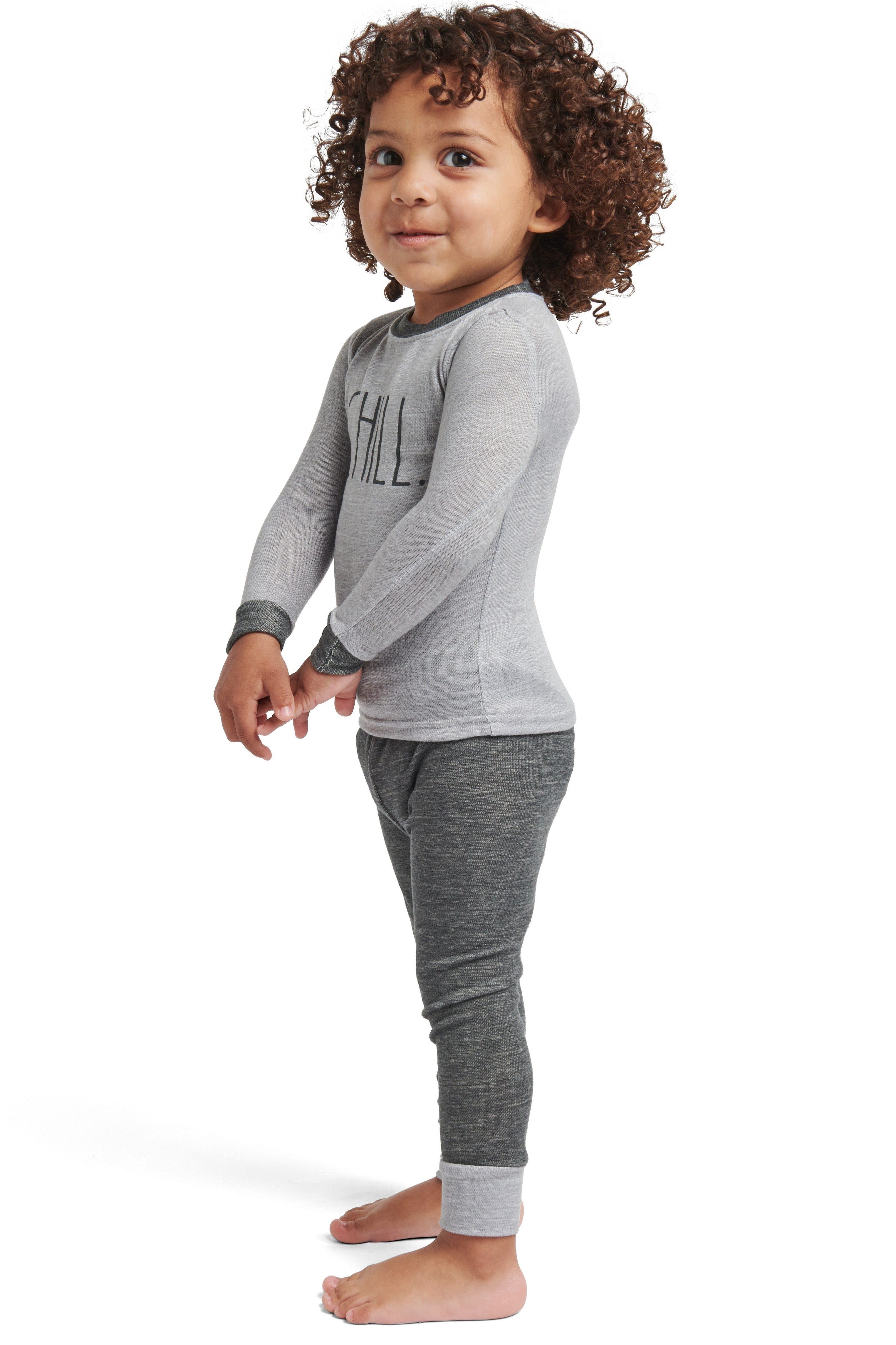 Boy's "CHILL" Long Sleeve Top and Elastic Waistband Joggers Pajama Set sold by Rae Dunn product image thumbnail 3