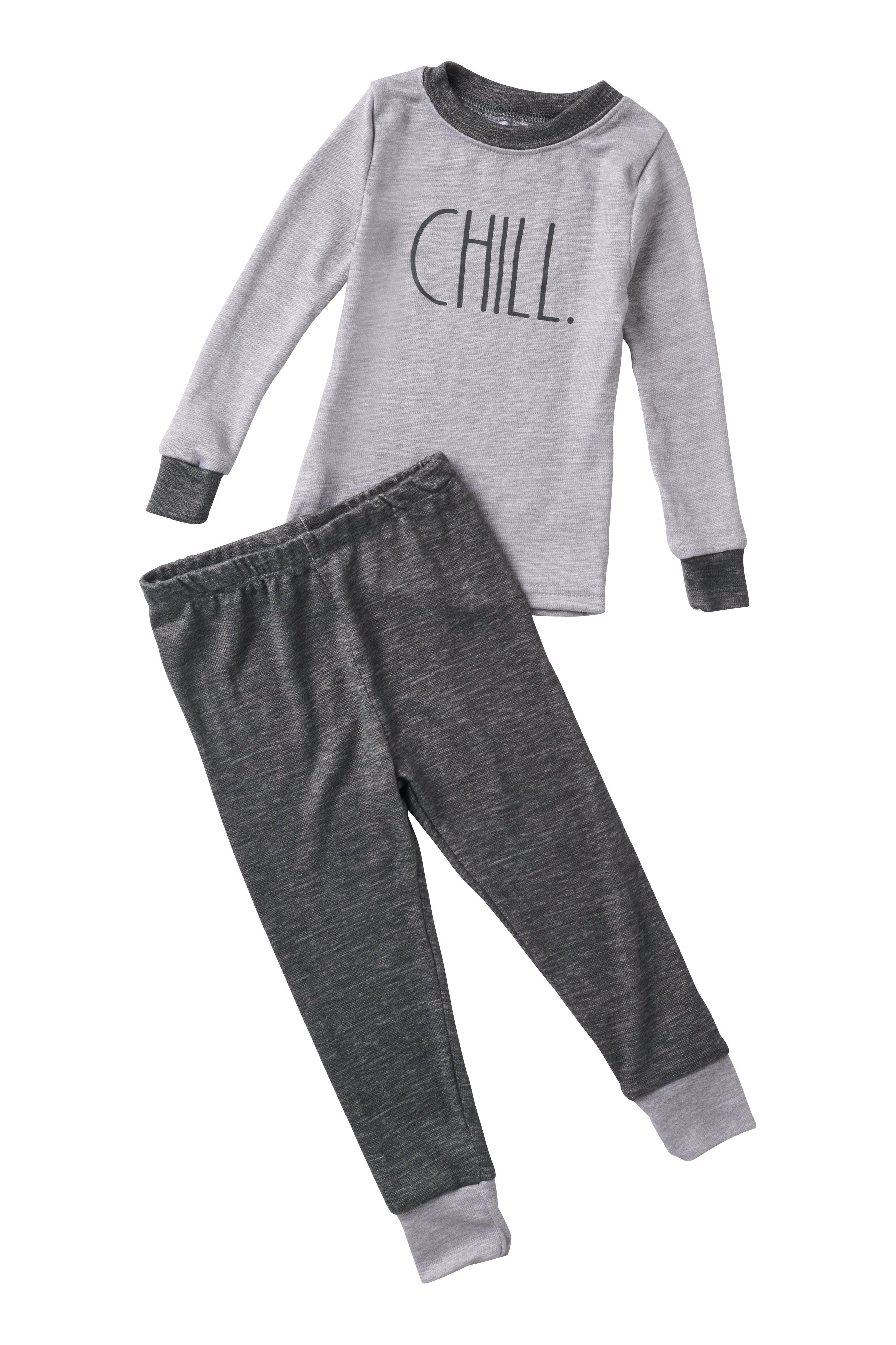 Boy's "CHILL" Long Sleeve Top and Elastic Waistband Joggers Pajama Set sold by Rae Dunn
