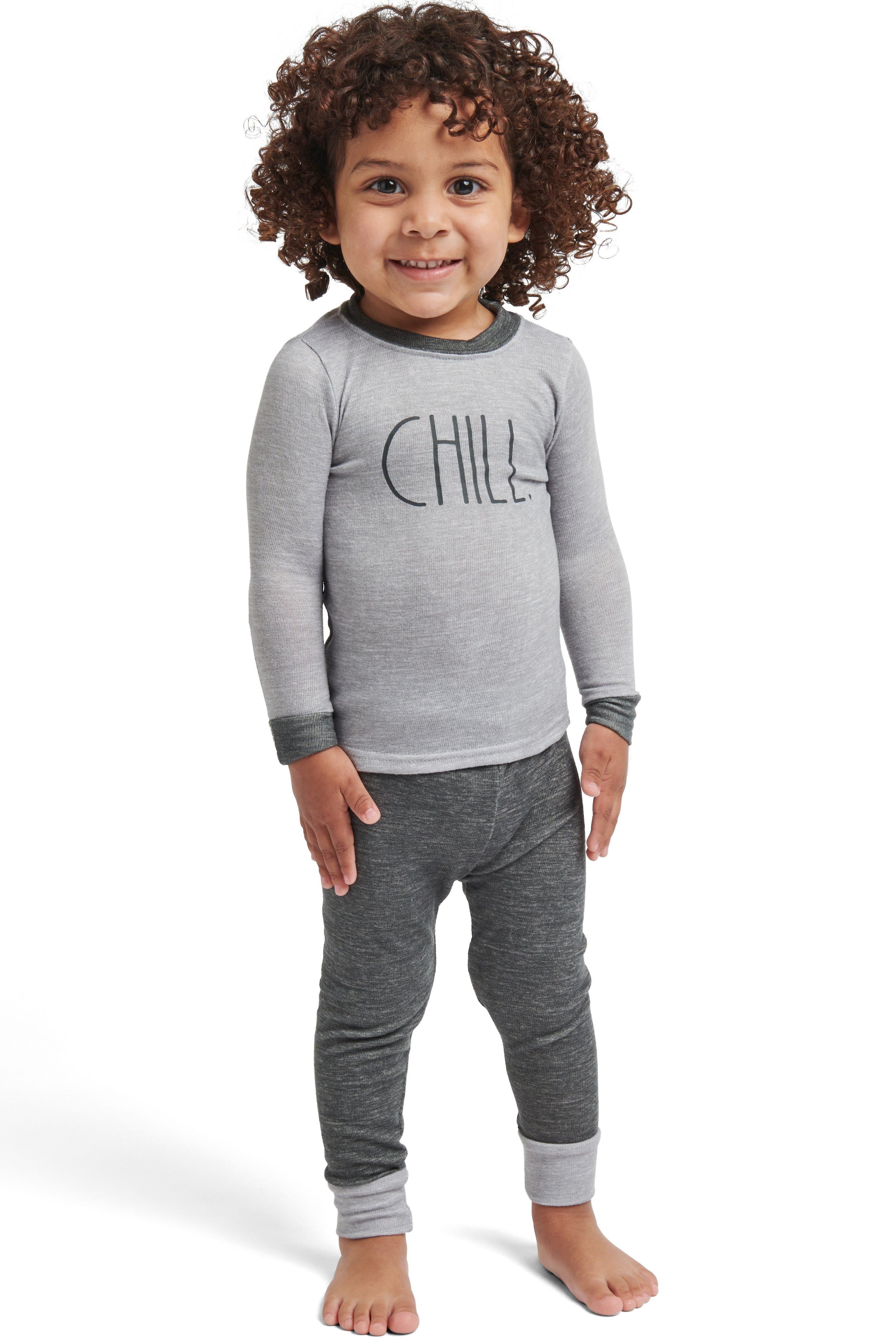 Boy's "CHILL" Long Sleeve Top and Elastic Waistband Joggers Pajama Set sold by Rae Dunn product image thumbnail 2