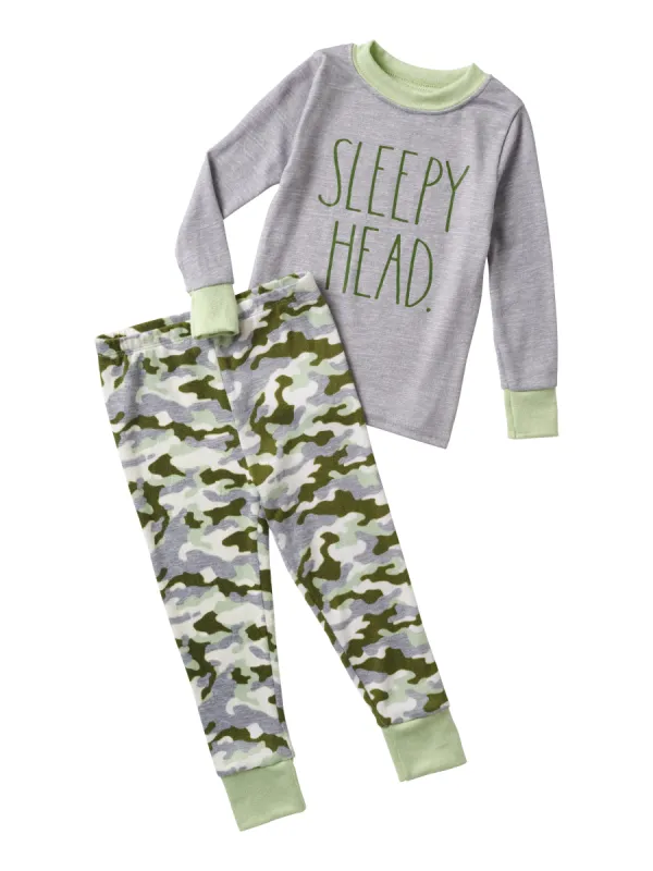 Boys' "SLEEPY HEAD" Long Sleeve Top and Joggers Pajama Set sold by Rae Dunn