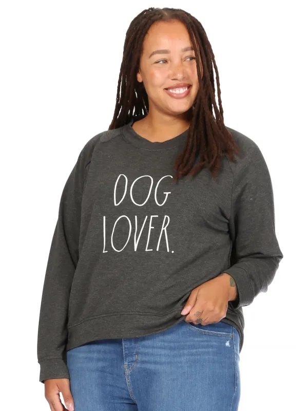 Women's "DOG LOVER" Plus Size Studio Raglan Pullover Sweatshirt sold by Rae Dunn