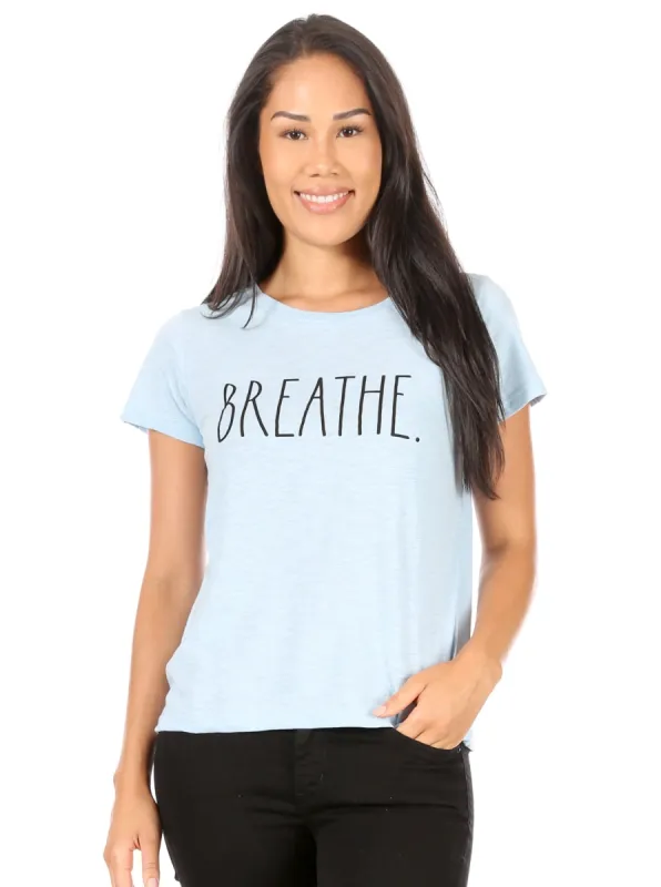 Women's "BREATHE" Short Sleeve Classic Slub T-Shirt sold by Rae Dunn