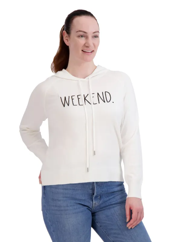 Women's "WEEKEND" Knit Pullover Hoodie sold by Rae Dunn