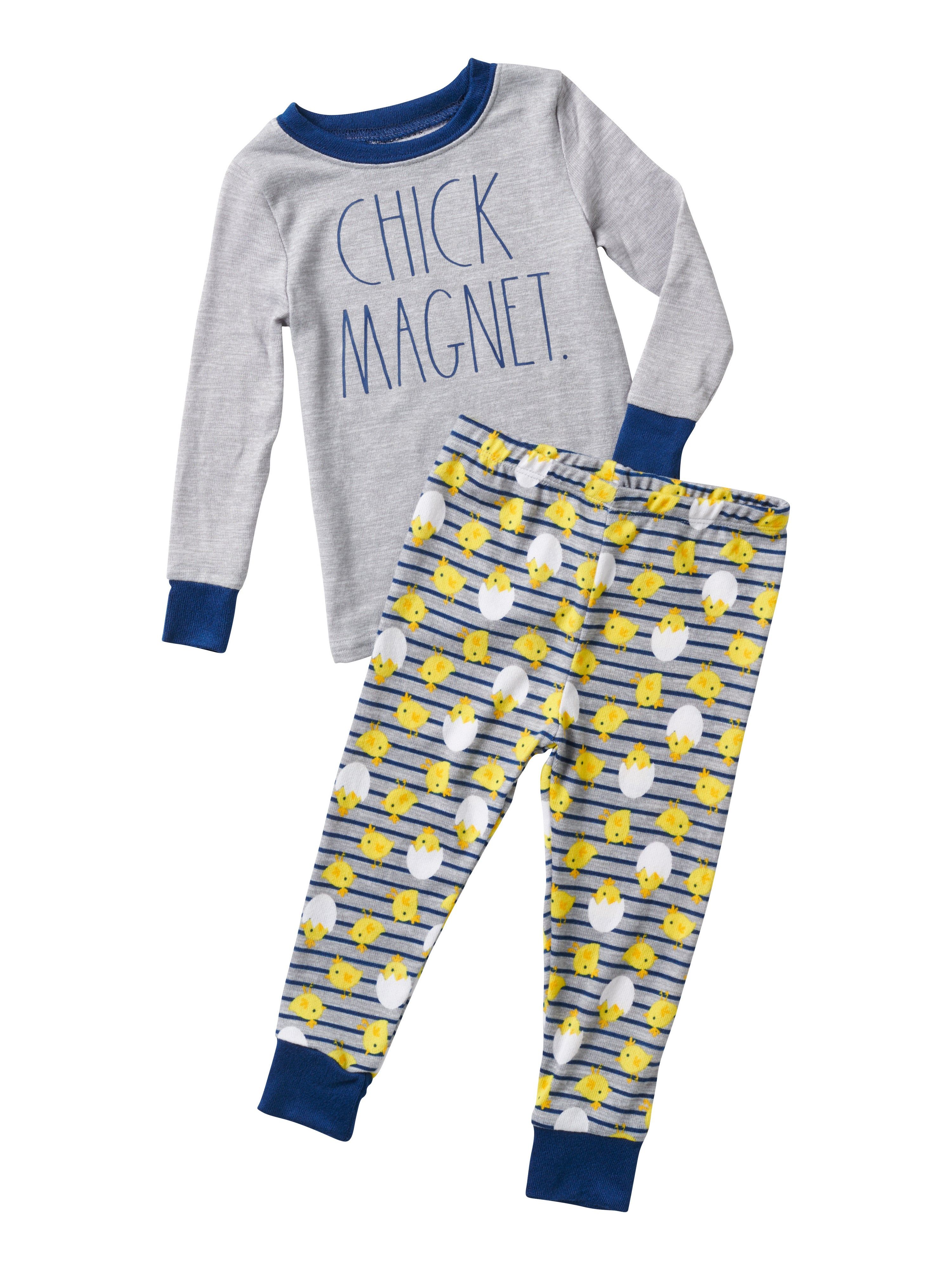 Boys' "CHICK MAGNET" Long Sleeve Top and Elastic Waistband Joggers Pajama Set sold by Rae Dunn