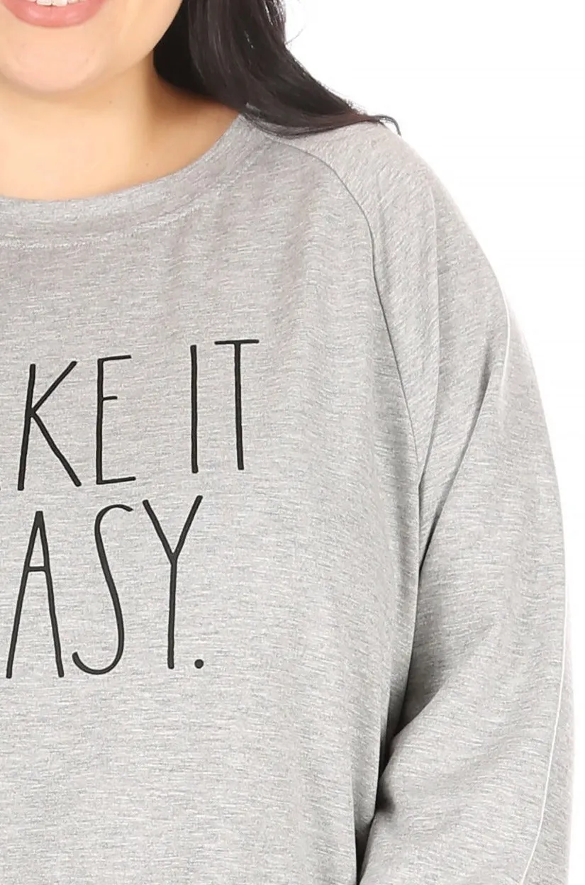 Women's "TAKE IT EASY" Plus Size Studio Raglan Sweatshirt sold by Rae Dunn product image thumbnail 4