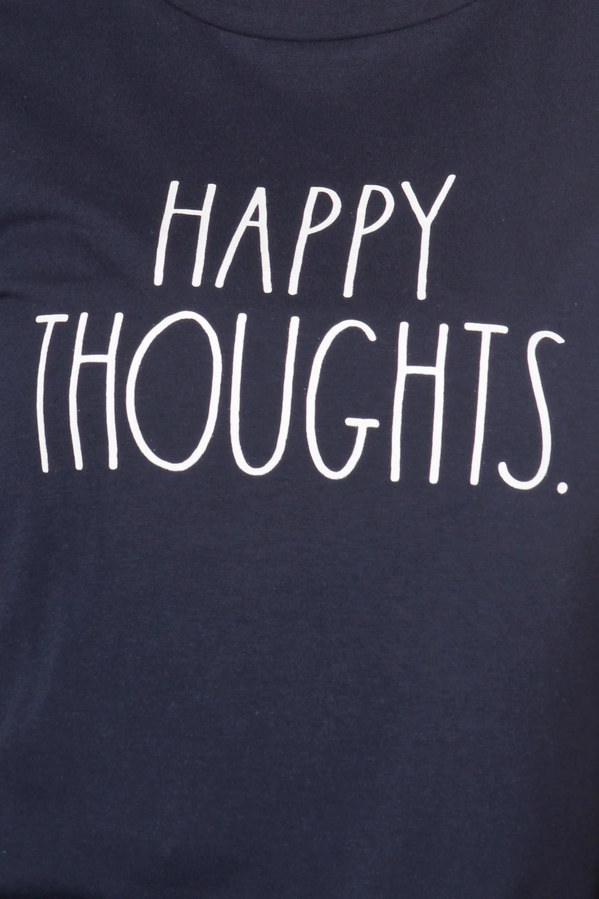 Women's "HAPPY THOUGHTS" Short Sleeve Shirttail Hem T-Shirt sold by Rae Dunn product image thumbnail 4