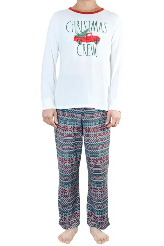 Men's "CHRISTMAS CREW" Long Sleeve Top and Jogger Pajama Set sold by Rae Dunn