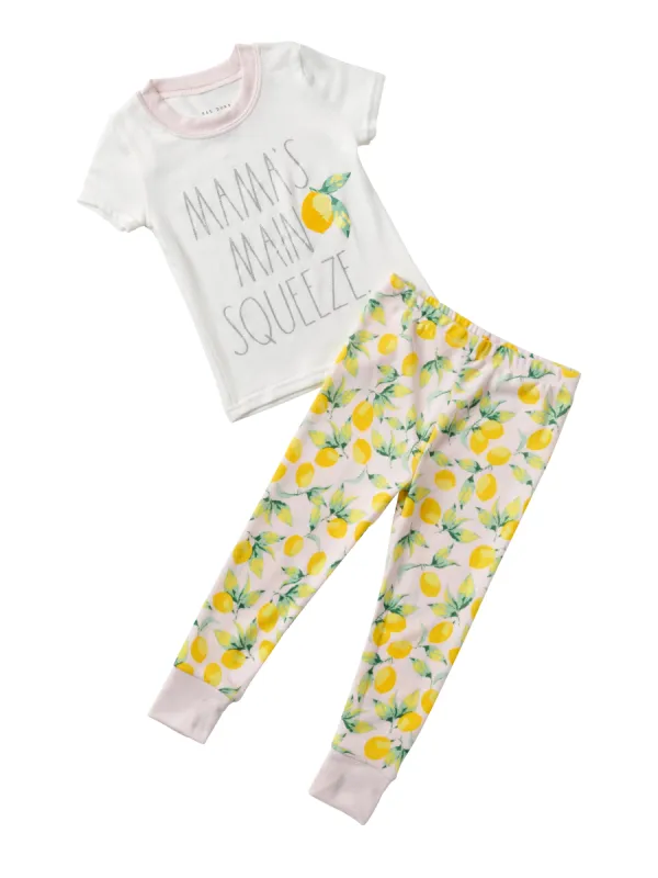 Girl's "MAMAS MAIN SQUEEZE" Short Sleeve Tee and Jogger Pajama Set sold by Rae Dunn