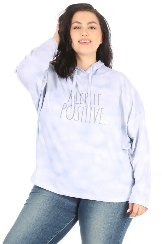Women's "KEEP IT POSITIVE" Plus Size Slim Fit Pullover Fashion Hoodie sold by Rae Dunn