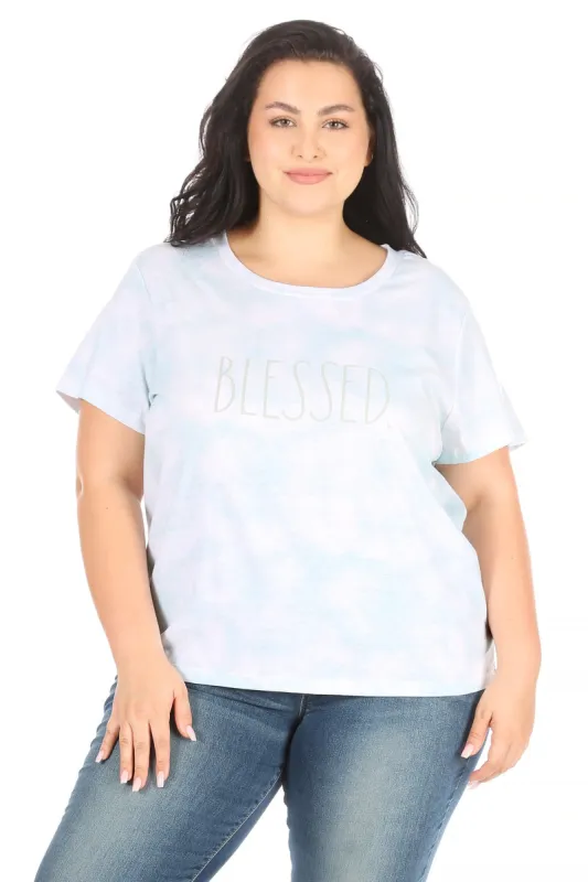 Women's Plus Size "BLESSED" Short Sleeve Icon T-Shirt sold by Rae Dunn